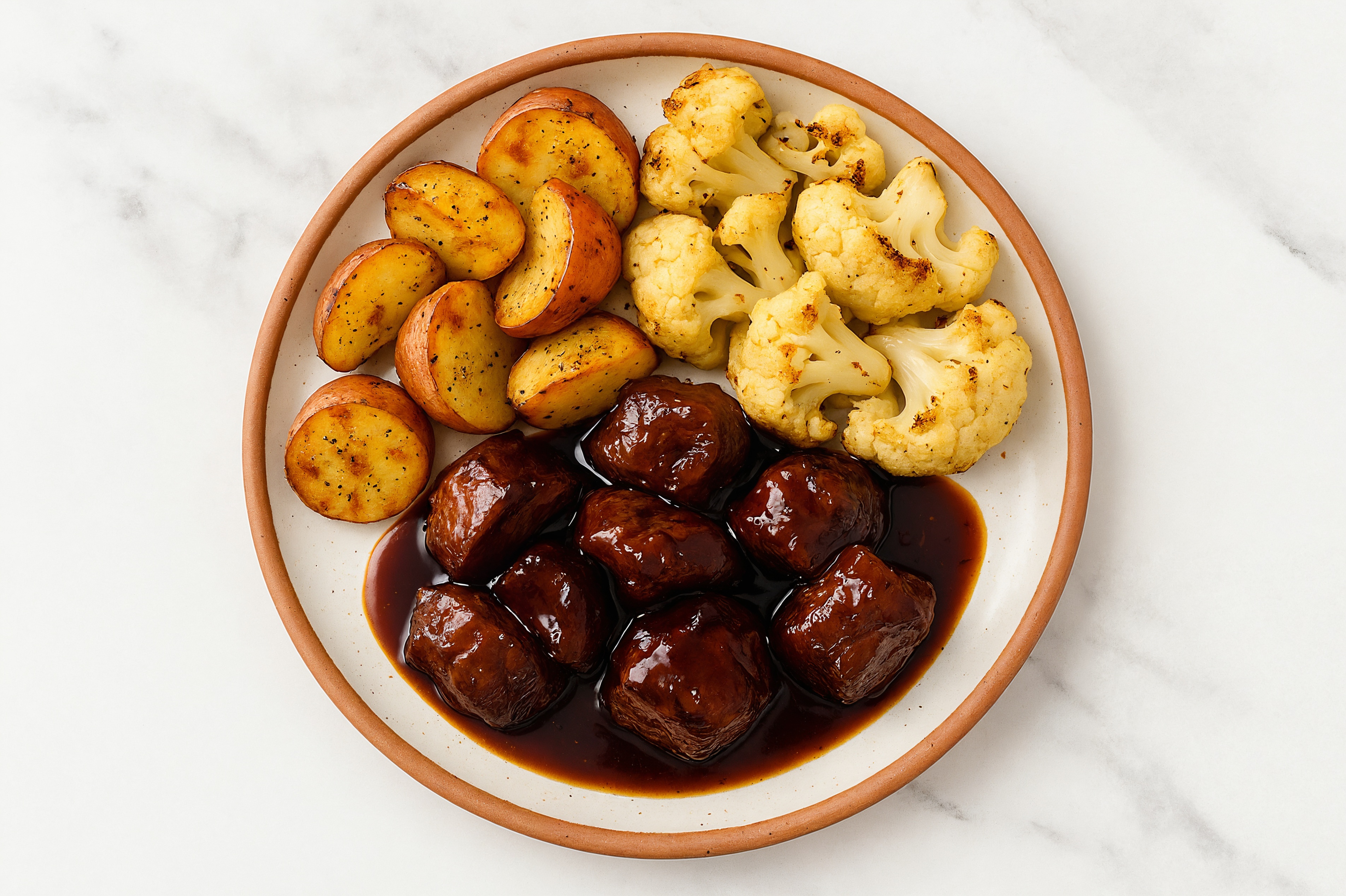 Teriyaki Seared Lamb with Red Potatoes & Cauliflower