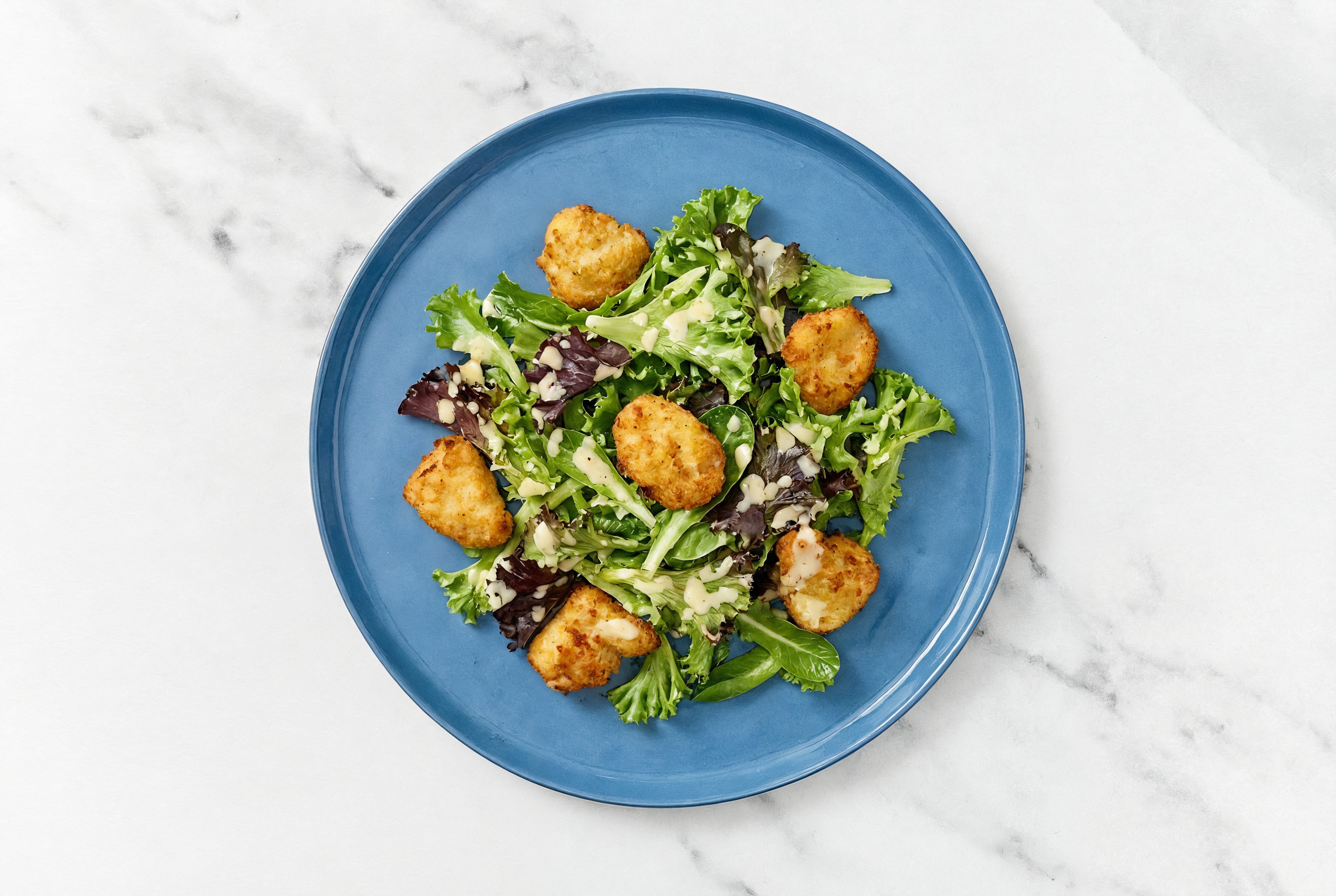 Spring Mix Miso Caesar Chicken Nugget Salad