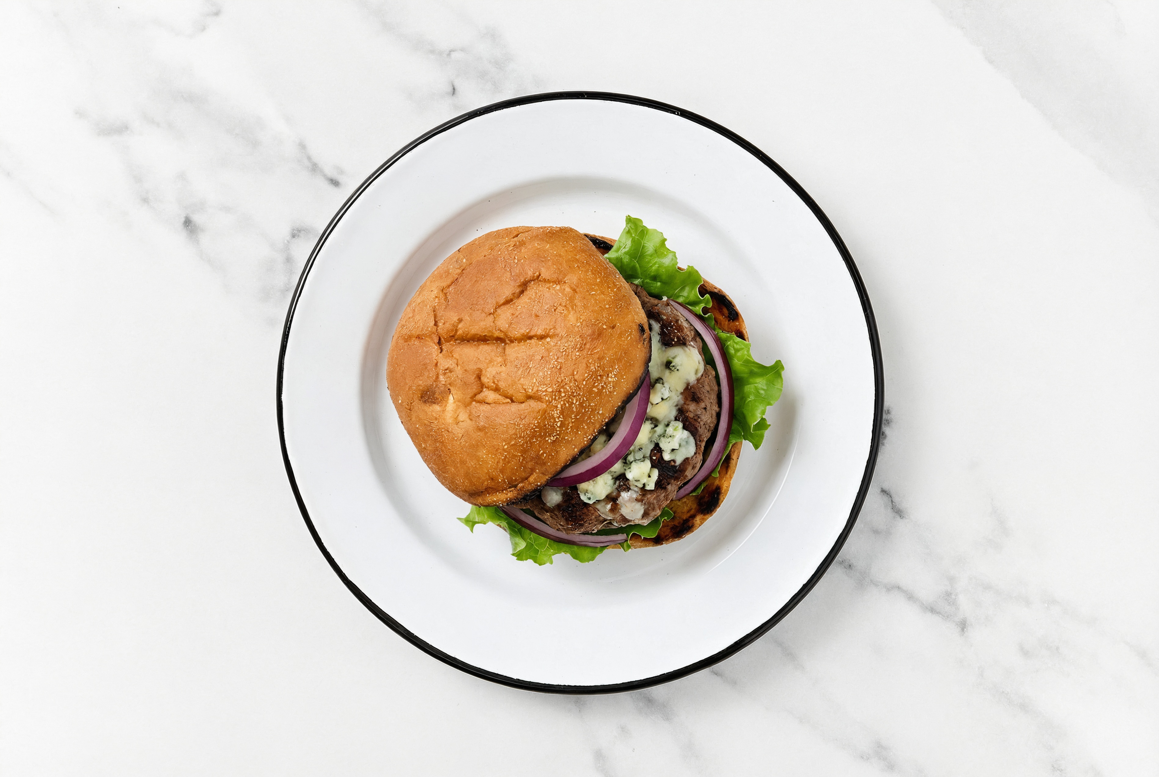 Herby Grilled Bison Blue Cheese Burger