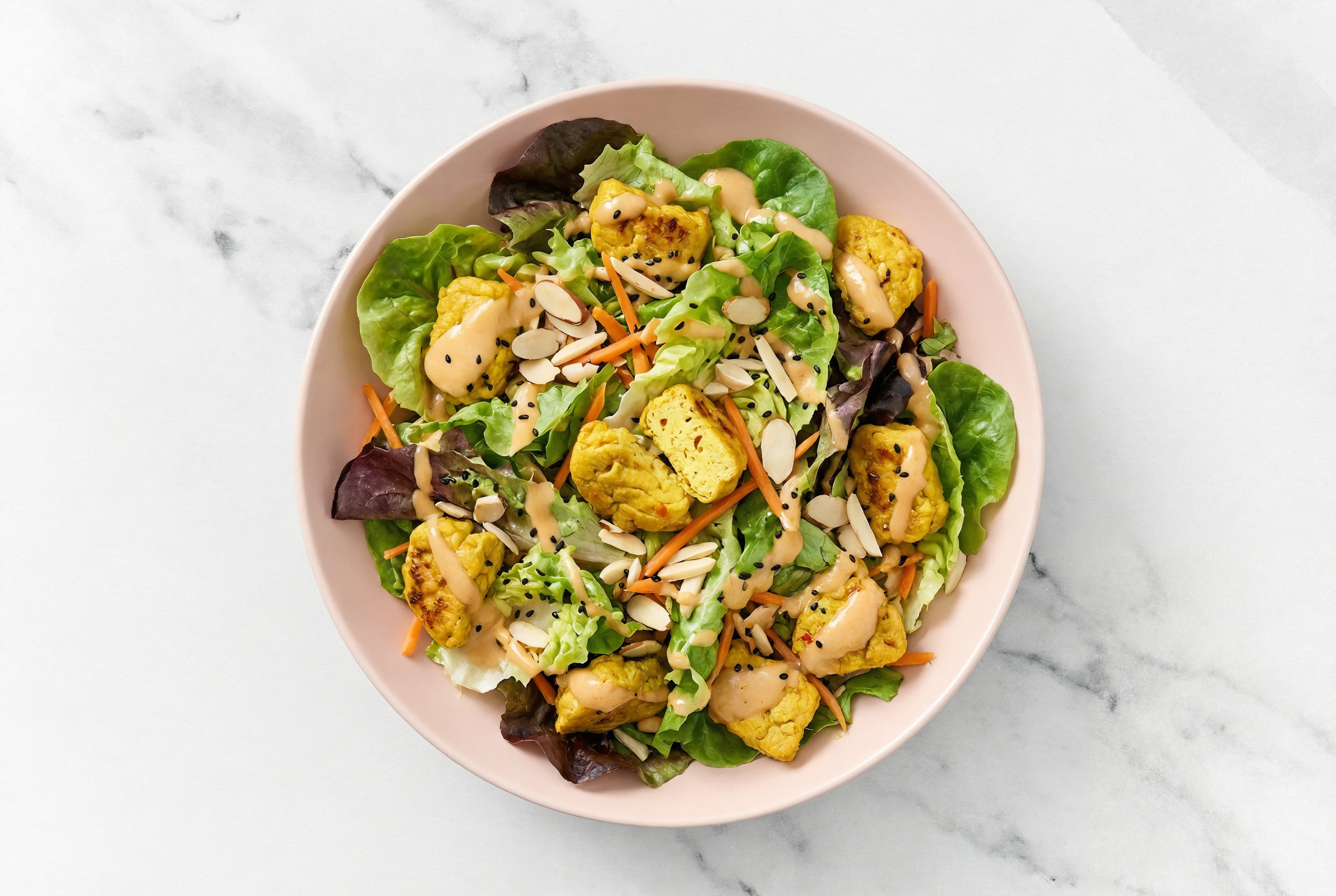 Little Gem Salad with Braised Lemongrass Tofu