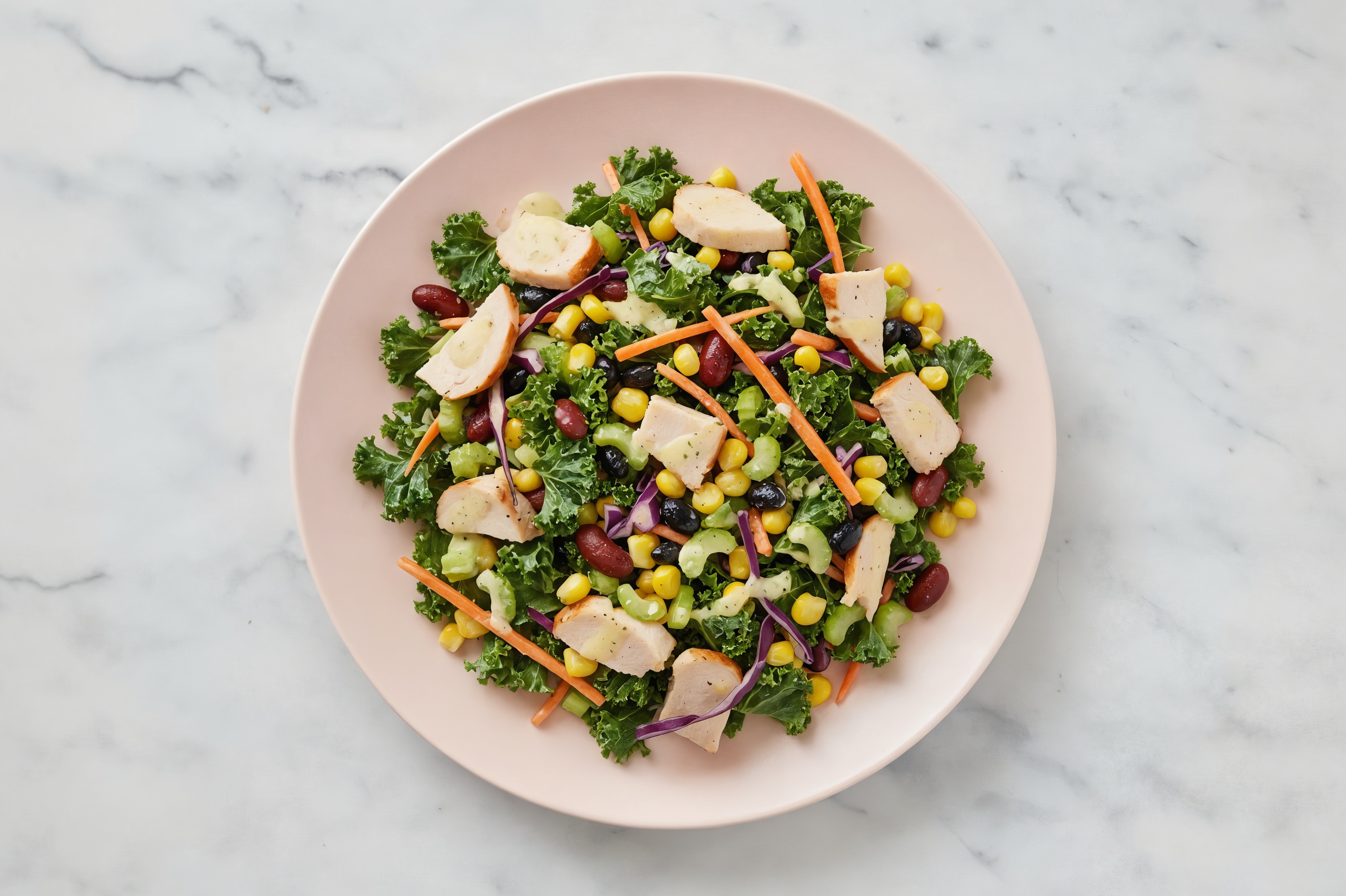 Caesar Kale Salad with Turkey Oven Roasted Breast & Black Beans