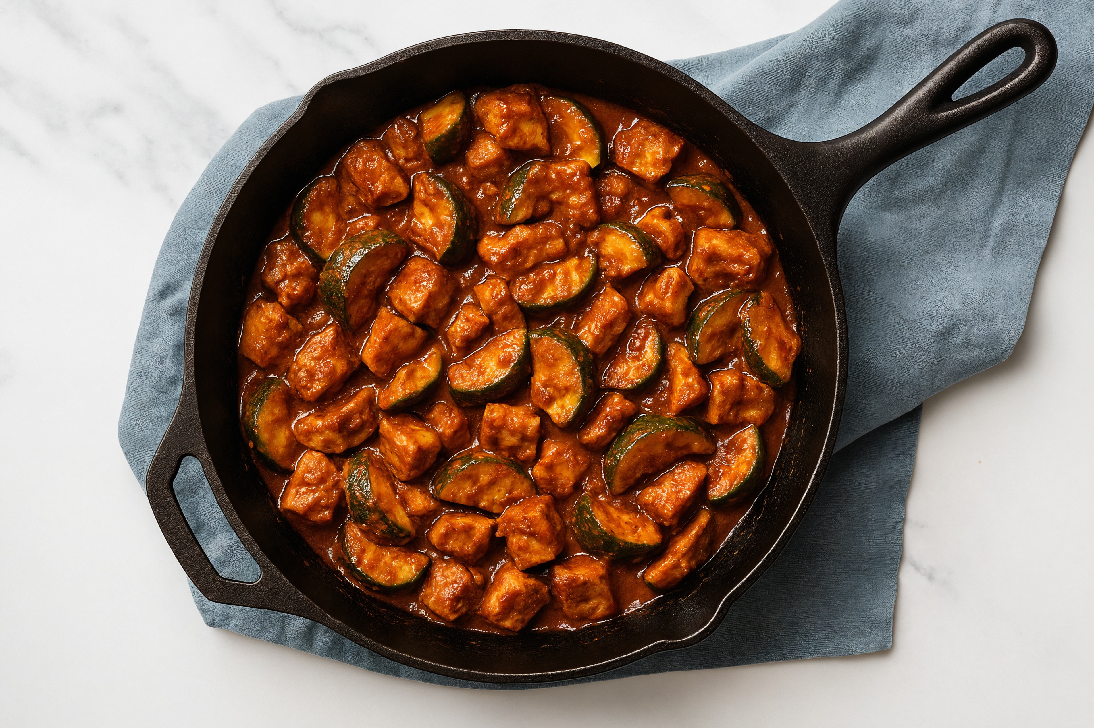 Spicy Vindaloo Grilled Pork Stir-Fry with Zucchini