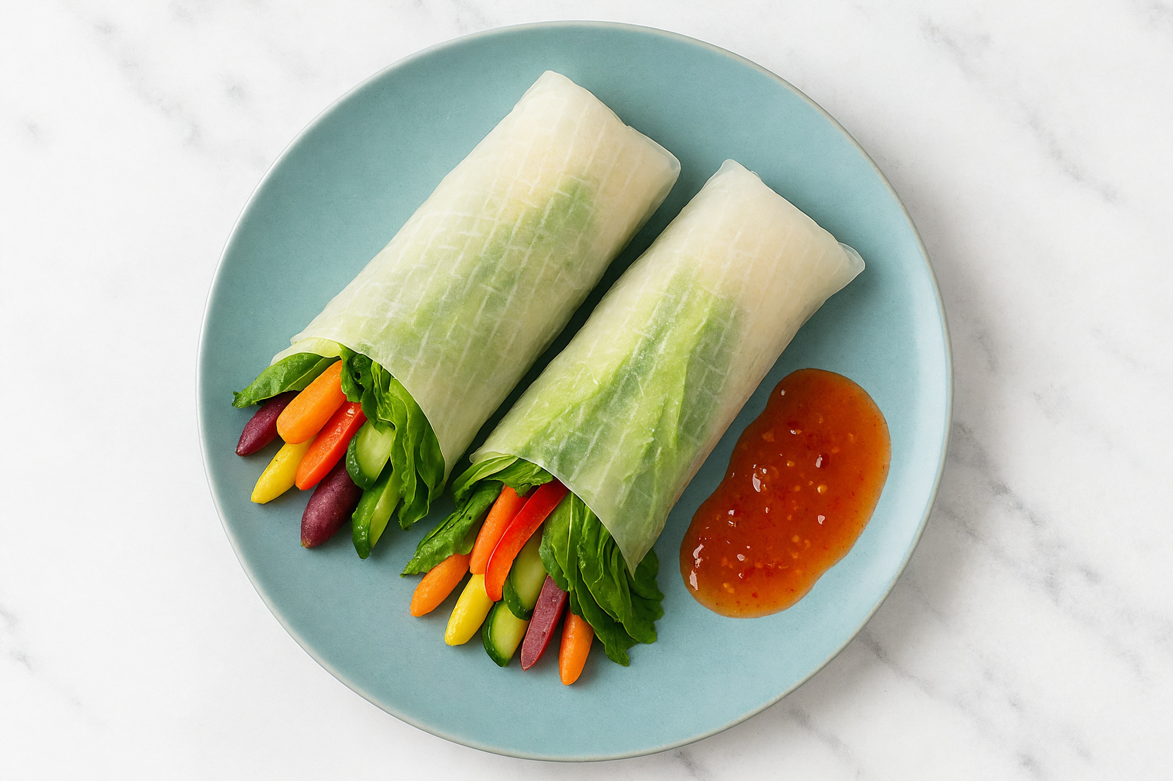Sweet Chili Veggie Summer Rolls with Red Bell Pepper