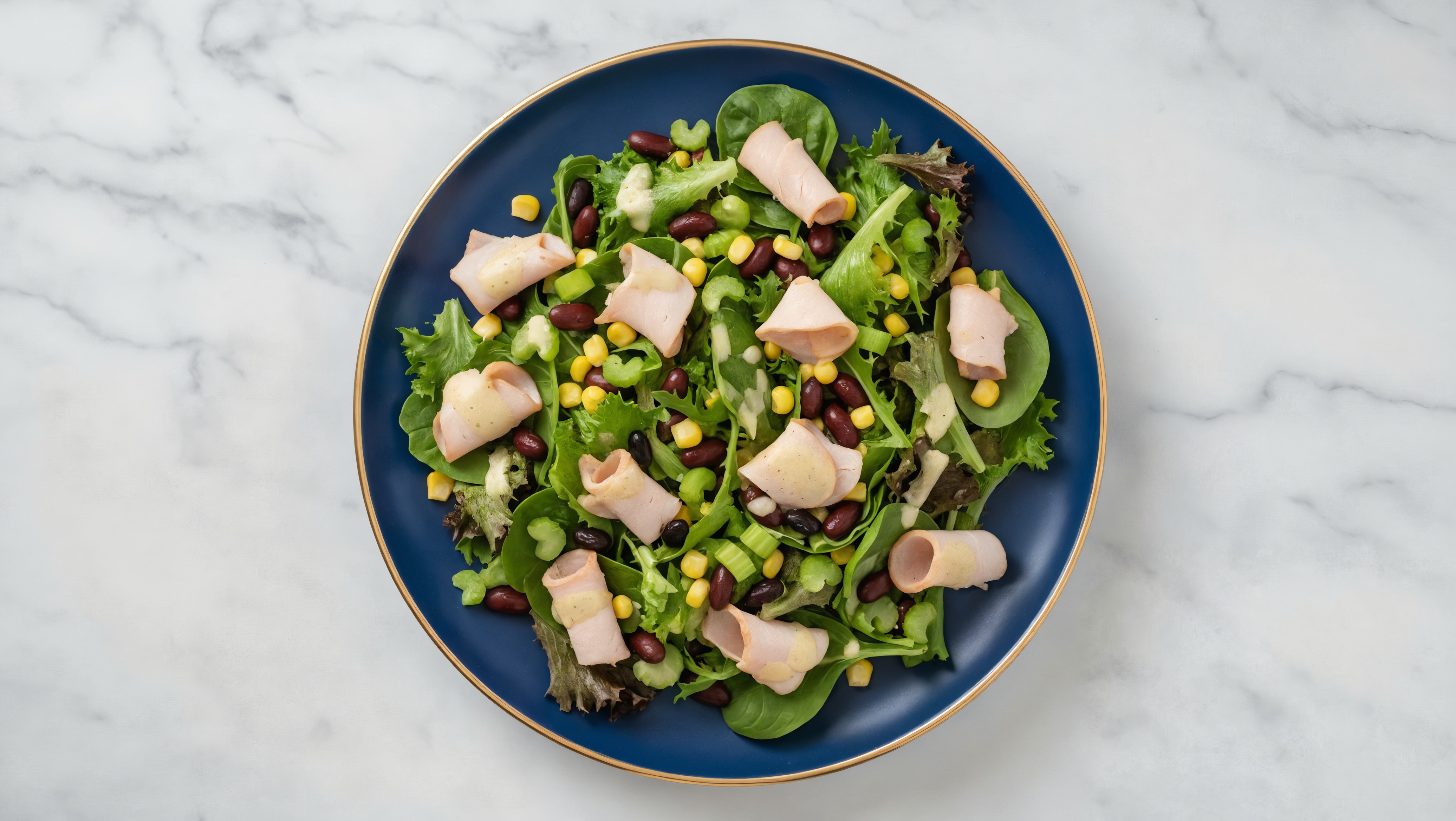 Tahini Spring Mix Salad with Turkey Oven Roasted Breast & Black Beans