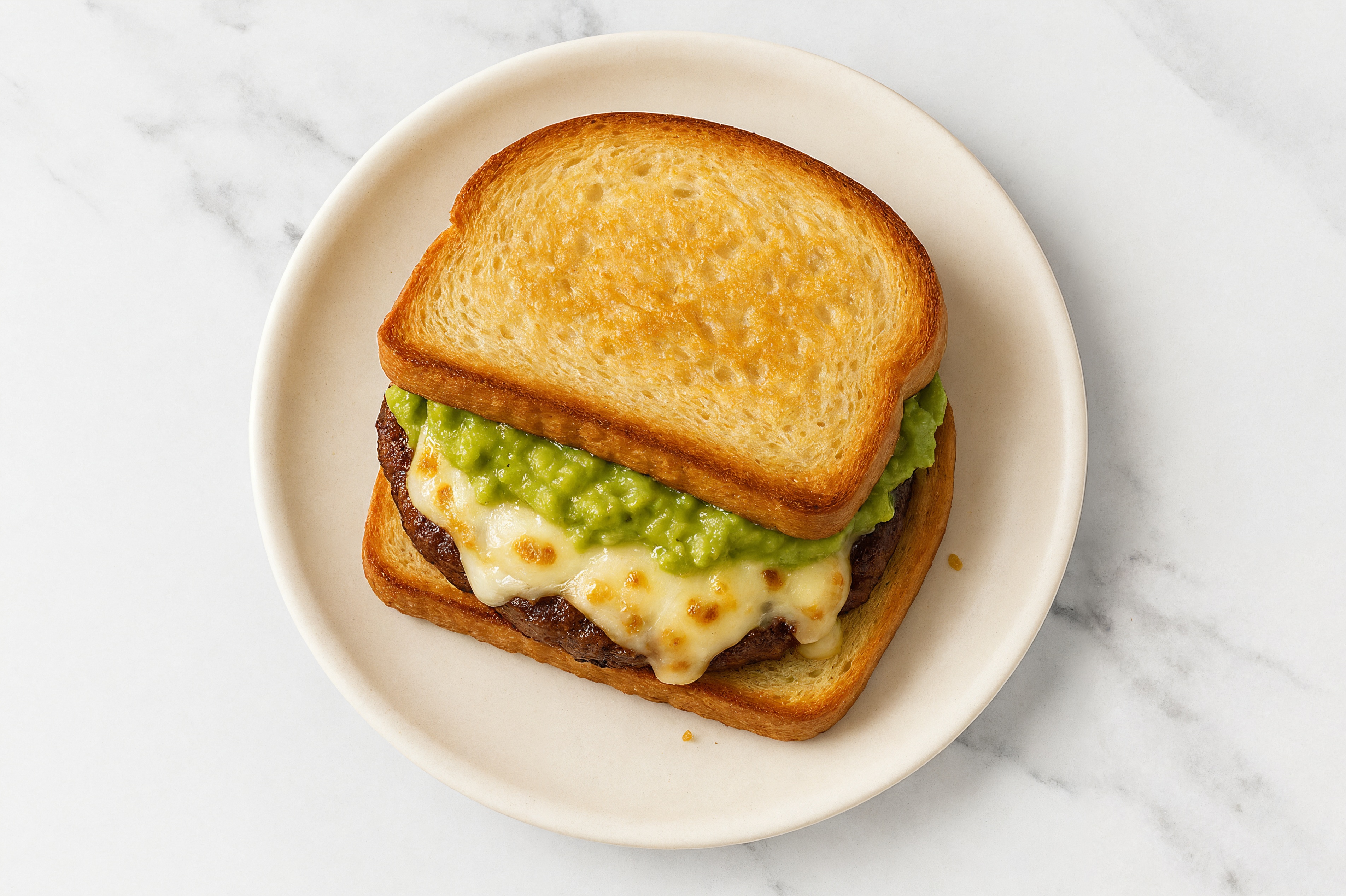 Mozzarella Beef Burger on GF Bread with Guacamole