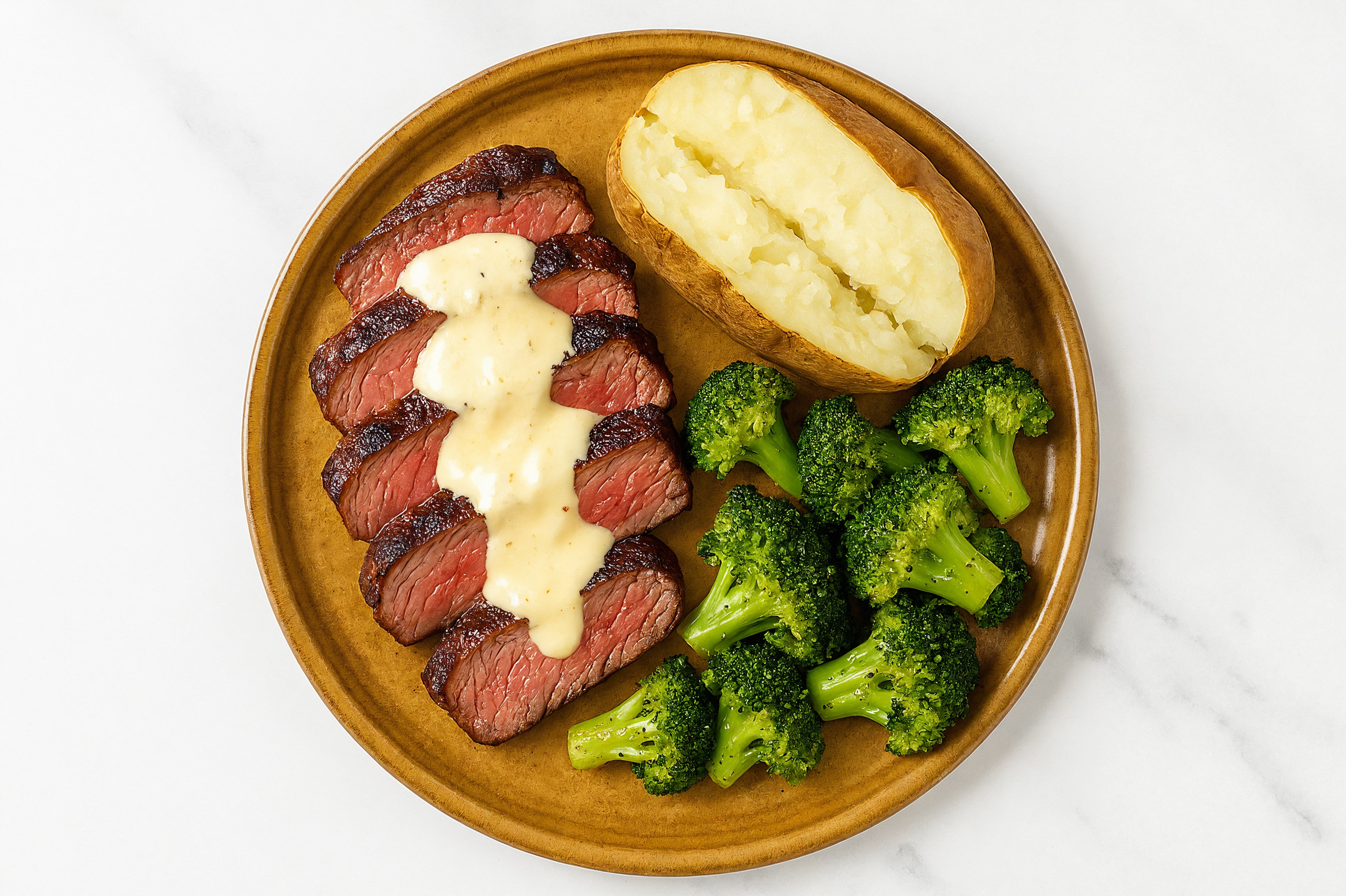 New York Wagyu Strip with Garlic Sauce + Broccoli