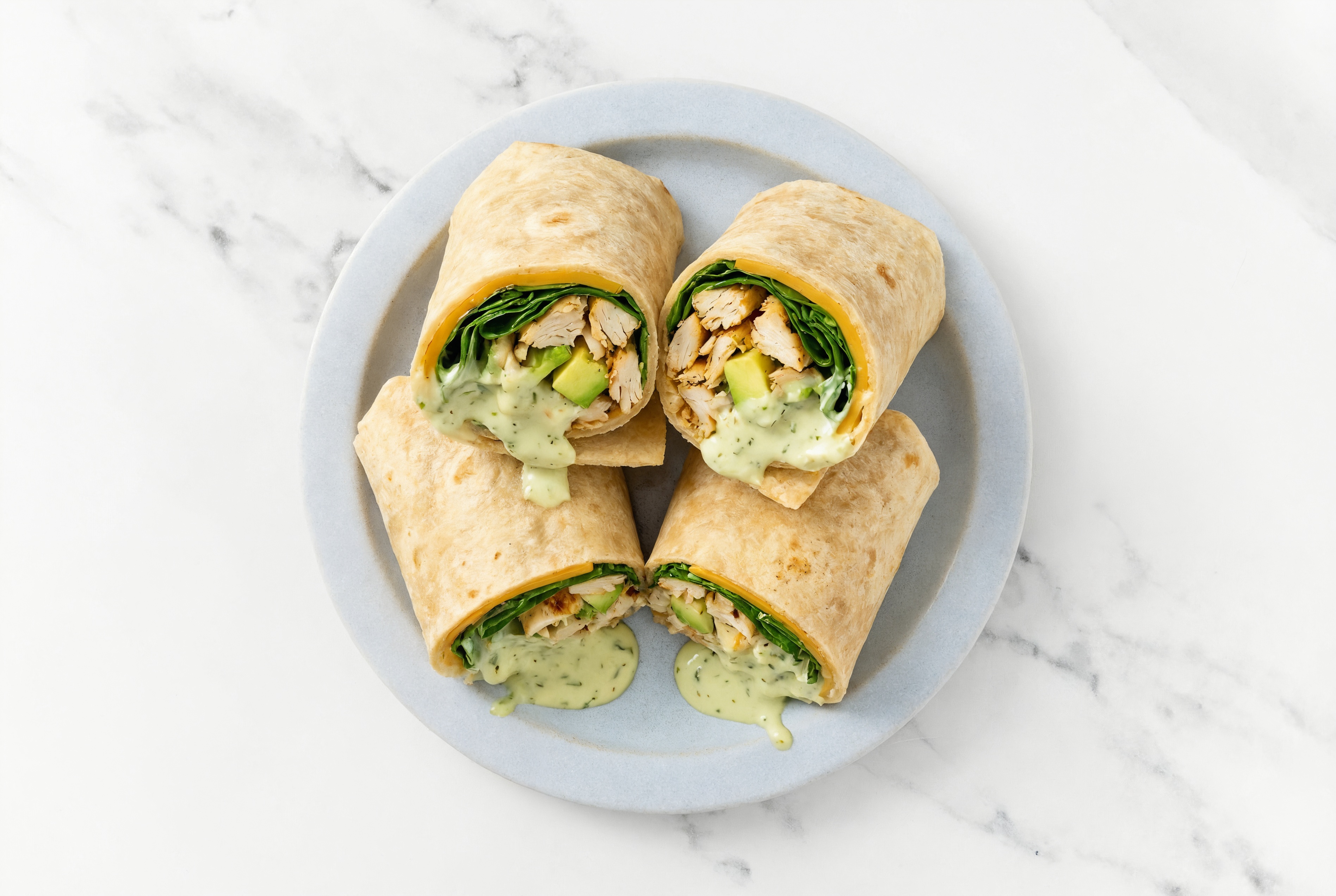Jalapeño Avocado + Cheddar Tortilla Wraps with Spinach
