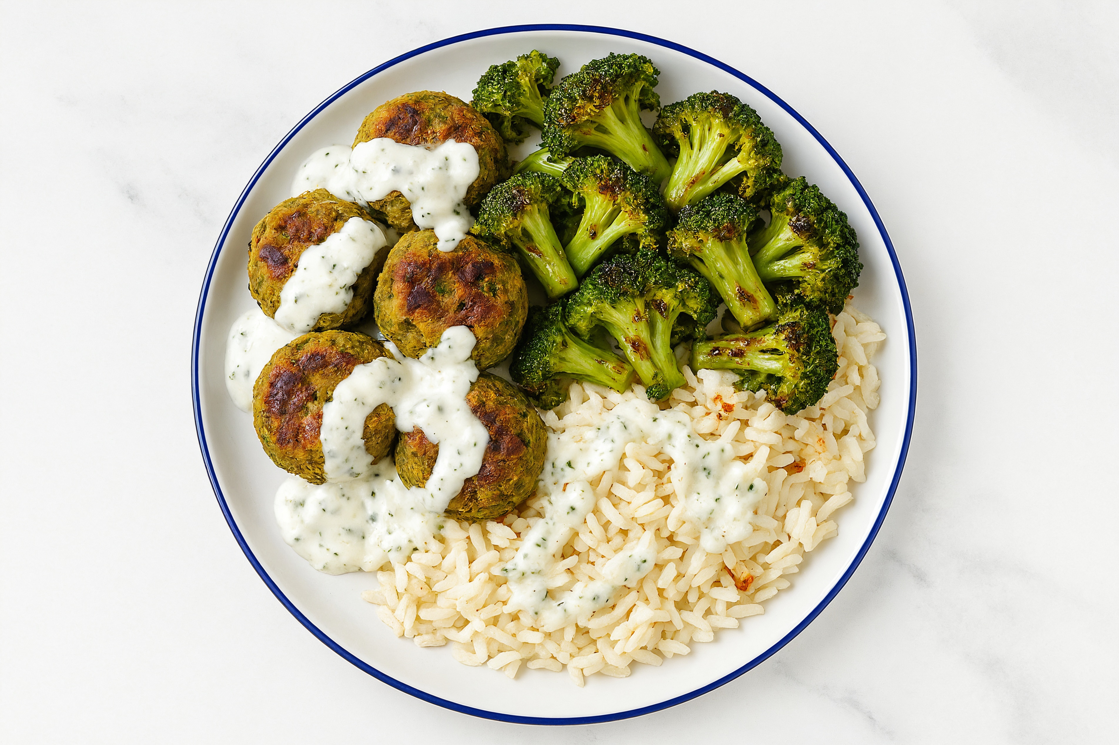 Extra Garlicky Falafel Long Grain White Rice Bowl