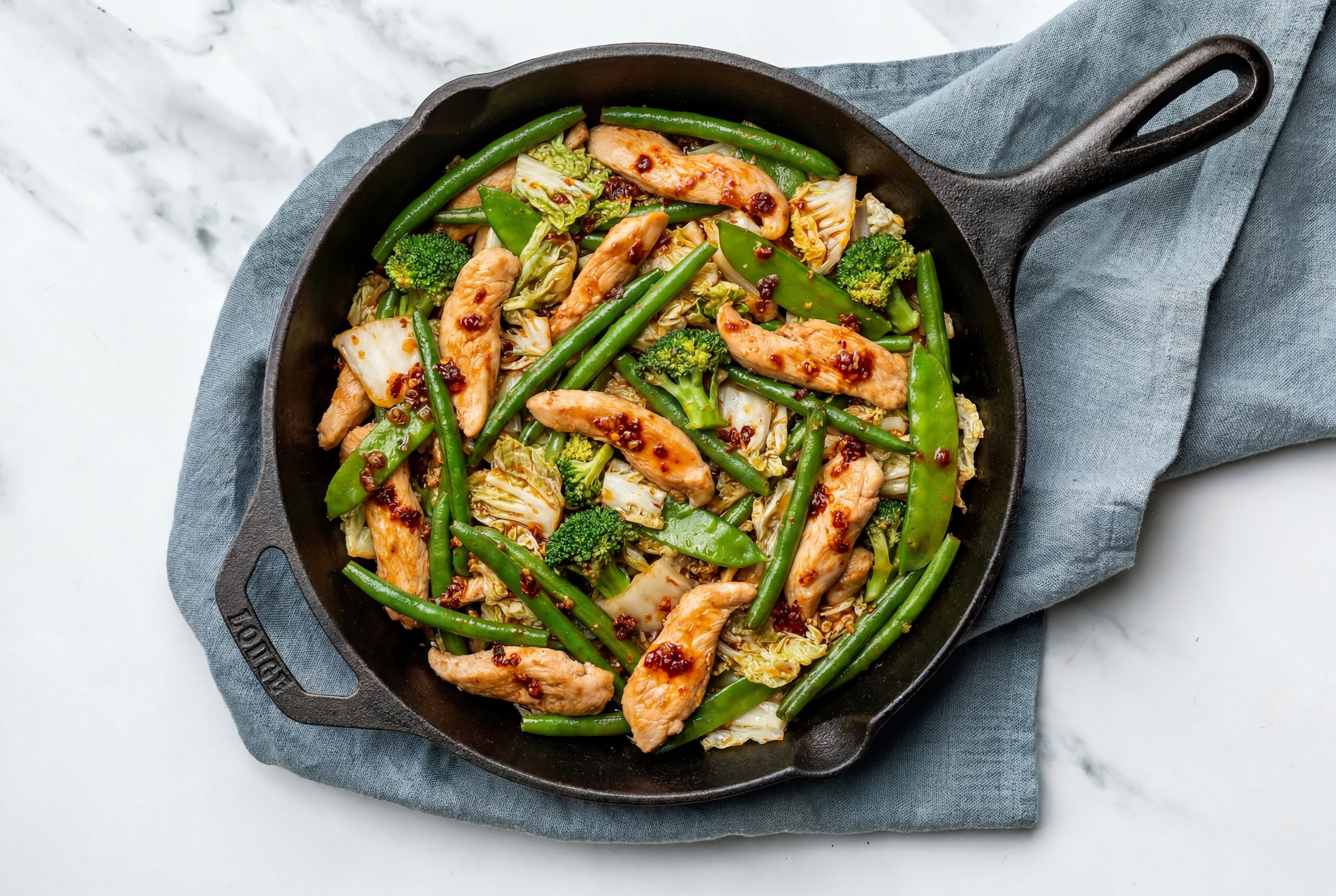 Chili Crisp Lime Chicken with Bok Choy Mix + Green Beans Sauté