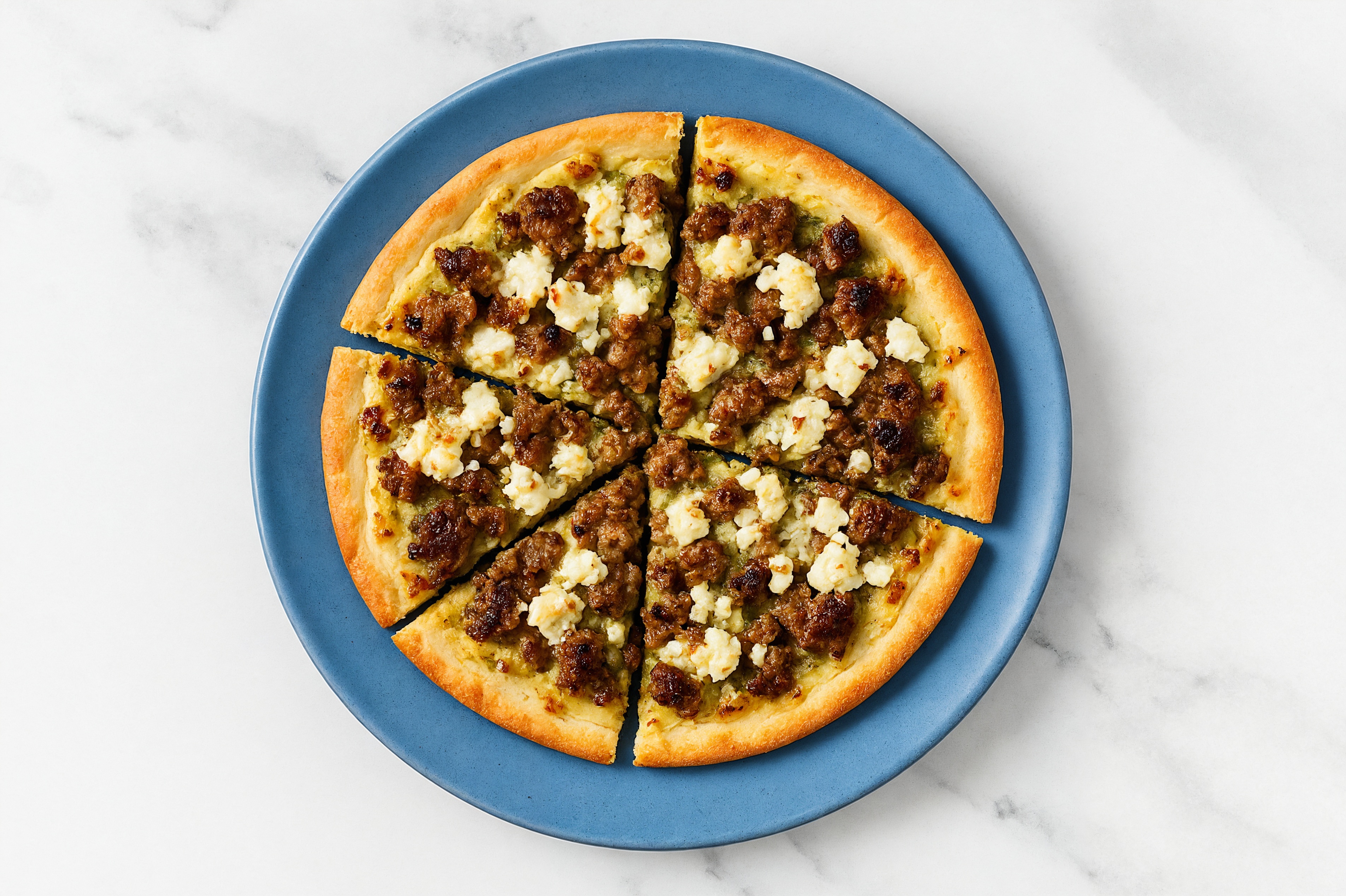 White Herb Ground Beef Pizza with Sheep Cheese