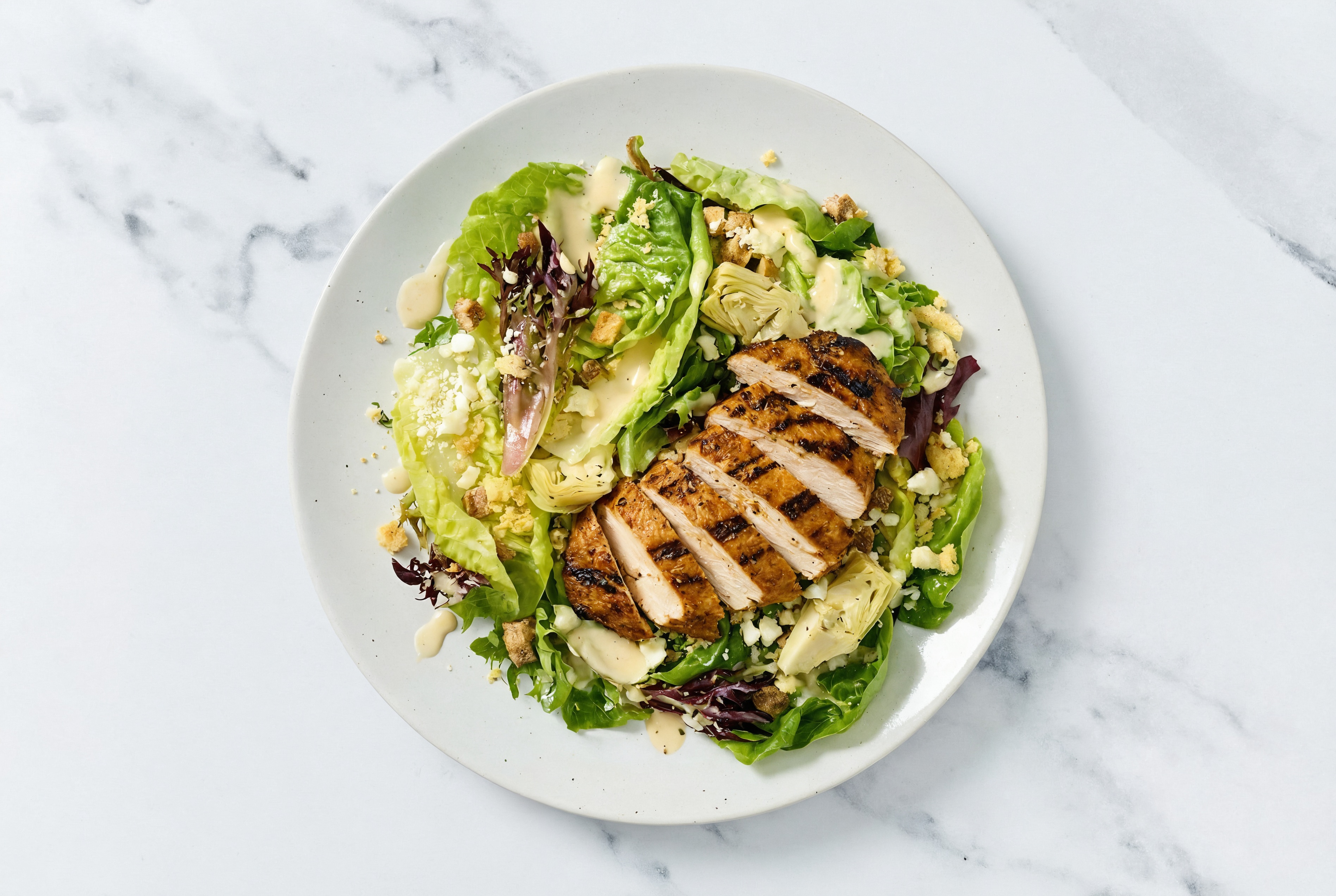 Hearty Chicken Artichoke Little Gem Salad