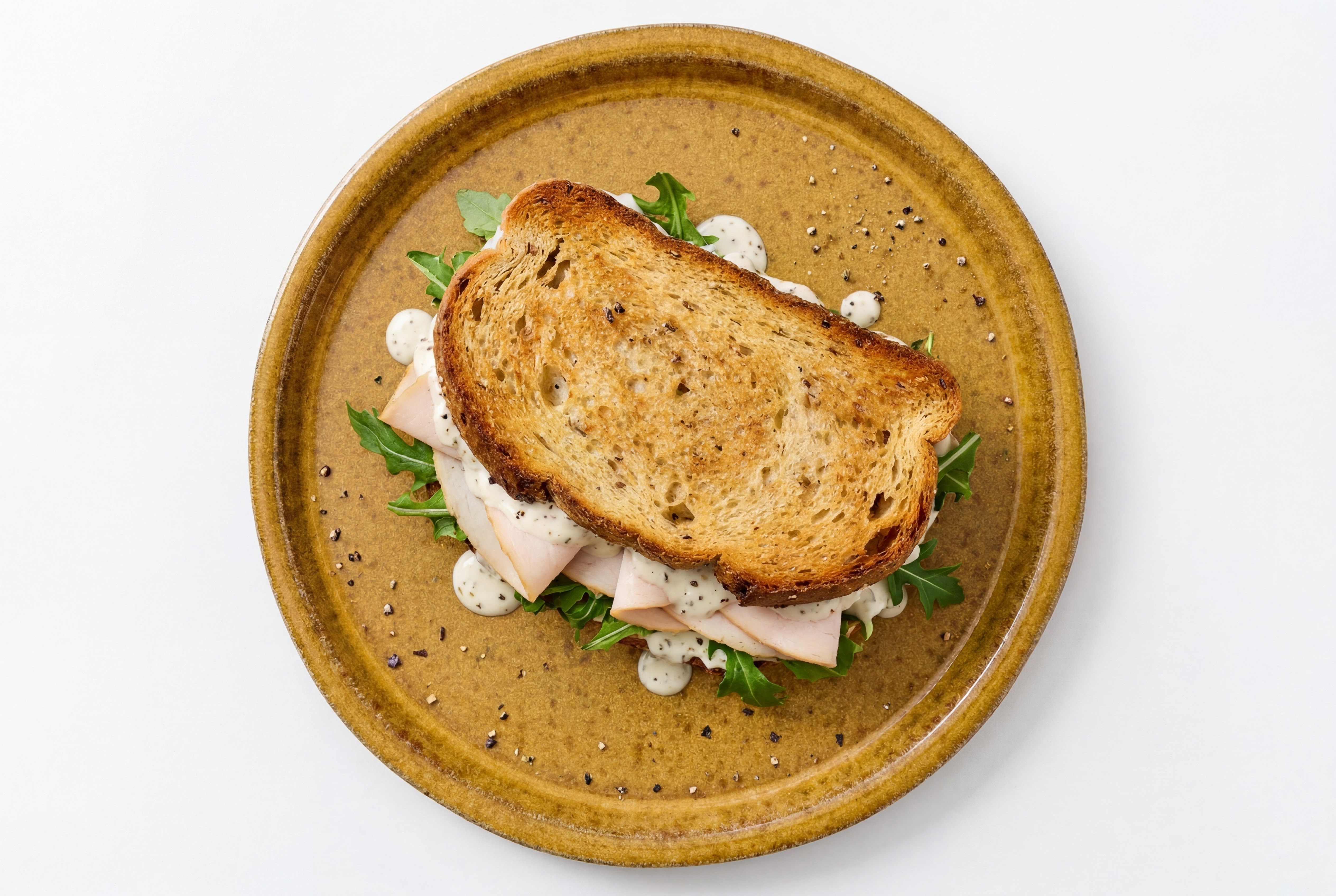 Oven-Roasted Sliced Turkey Breast + Arugula Sandwich with Vegan Ranch