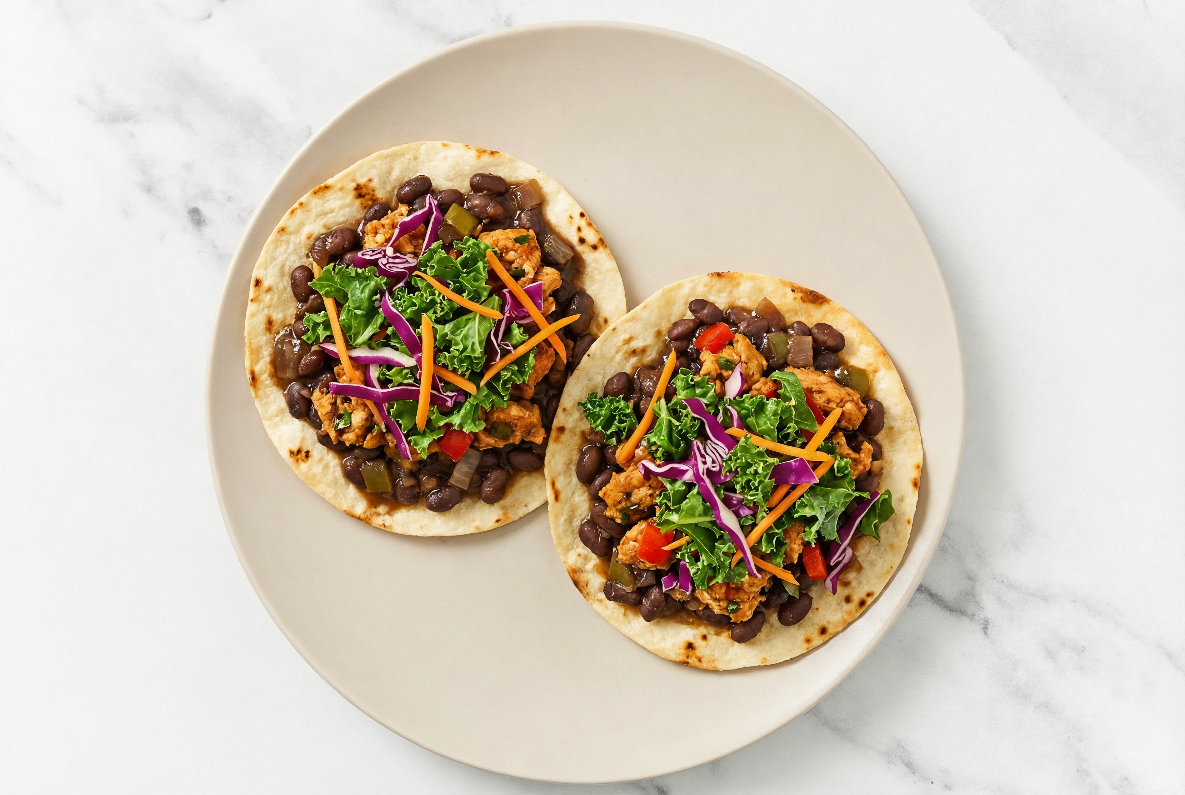 XL Cuban Chicken Black Bean Tostada