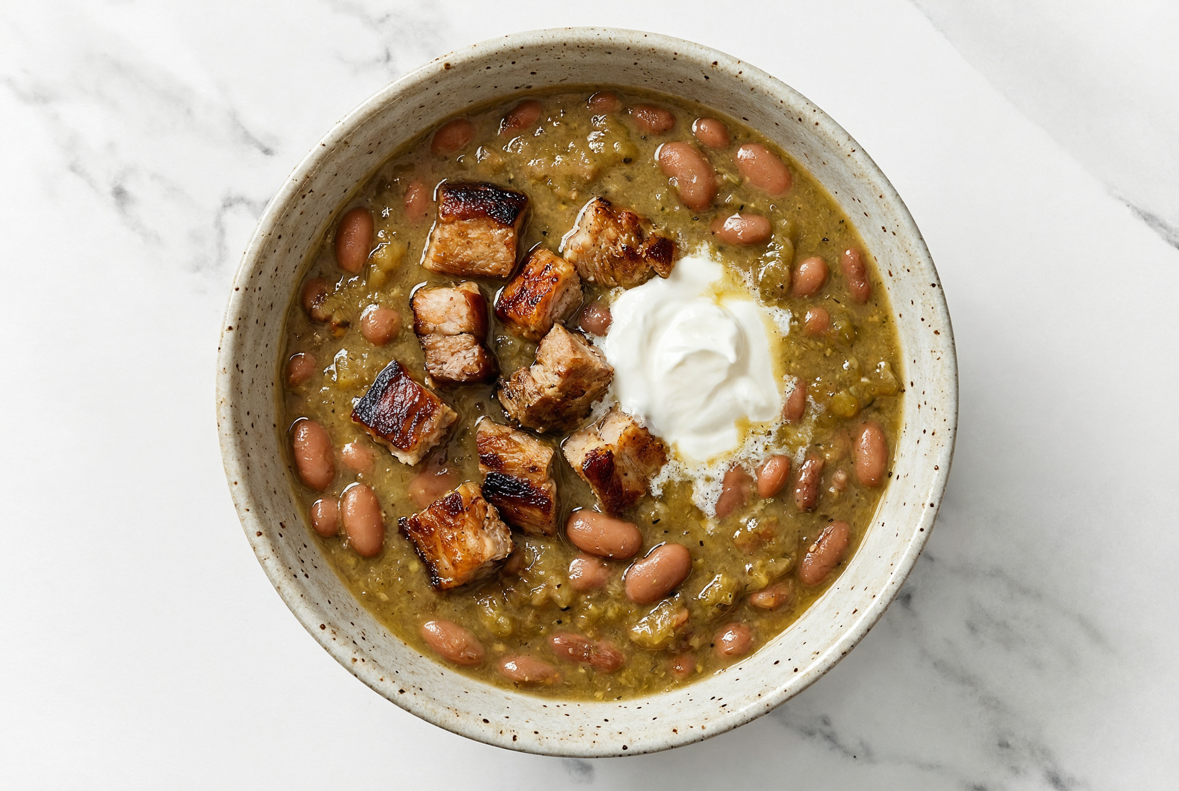 Herby Pork Chile Verde + Mexican Pinto Beans