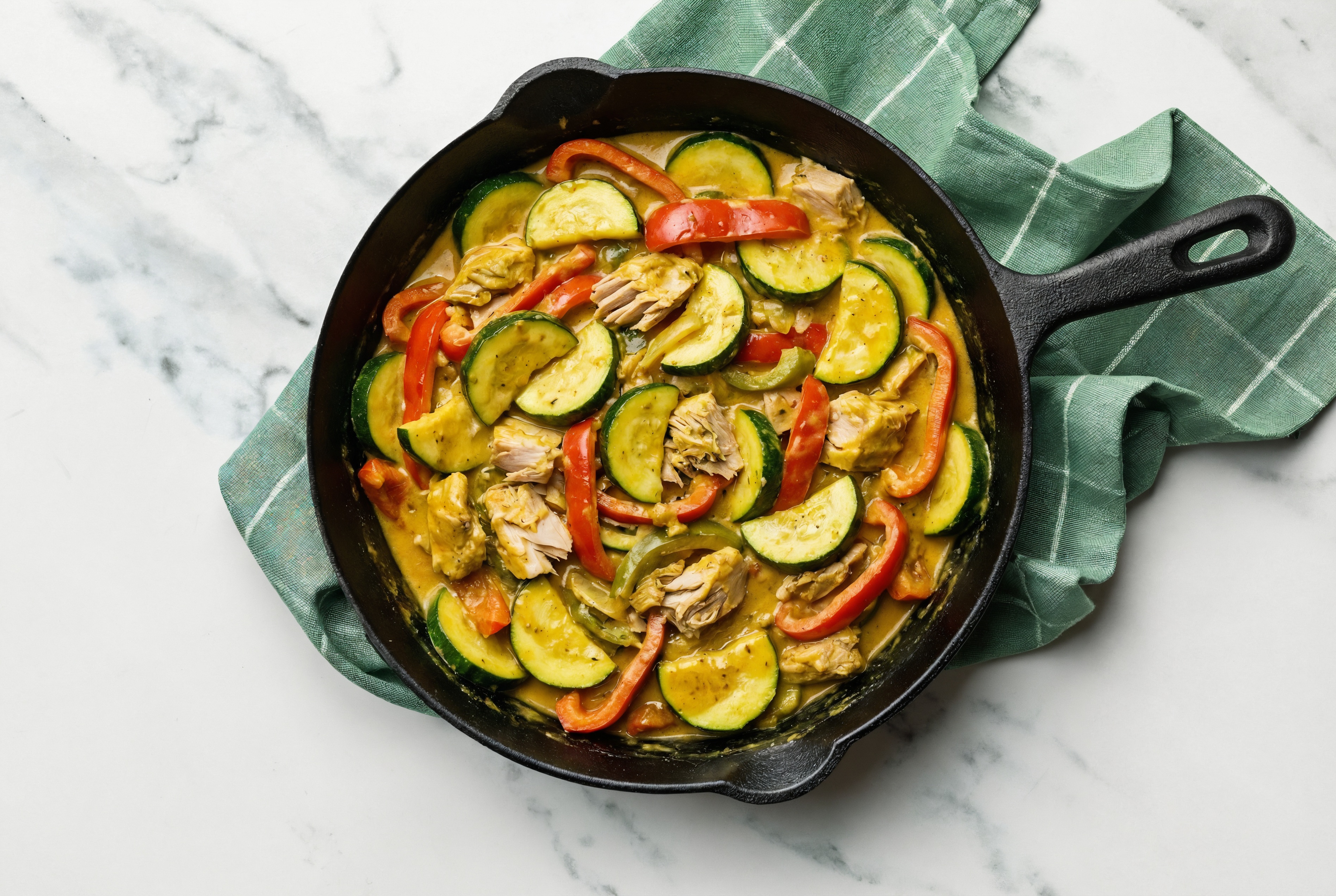 Albacore Tuna in Coconut Curry Sauce with Zucchini + Red Bell Organic Pepper