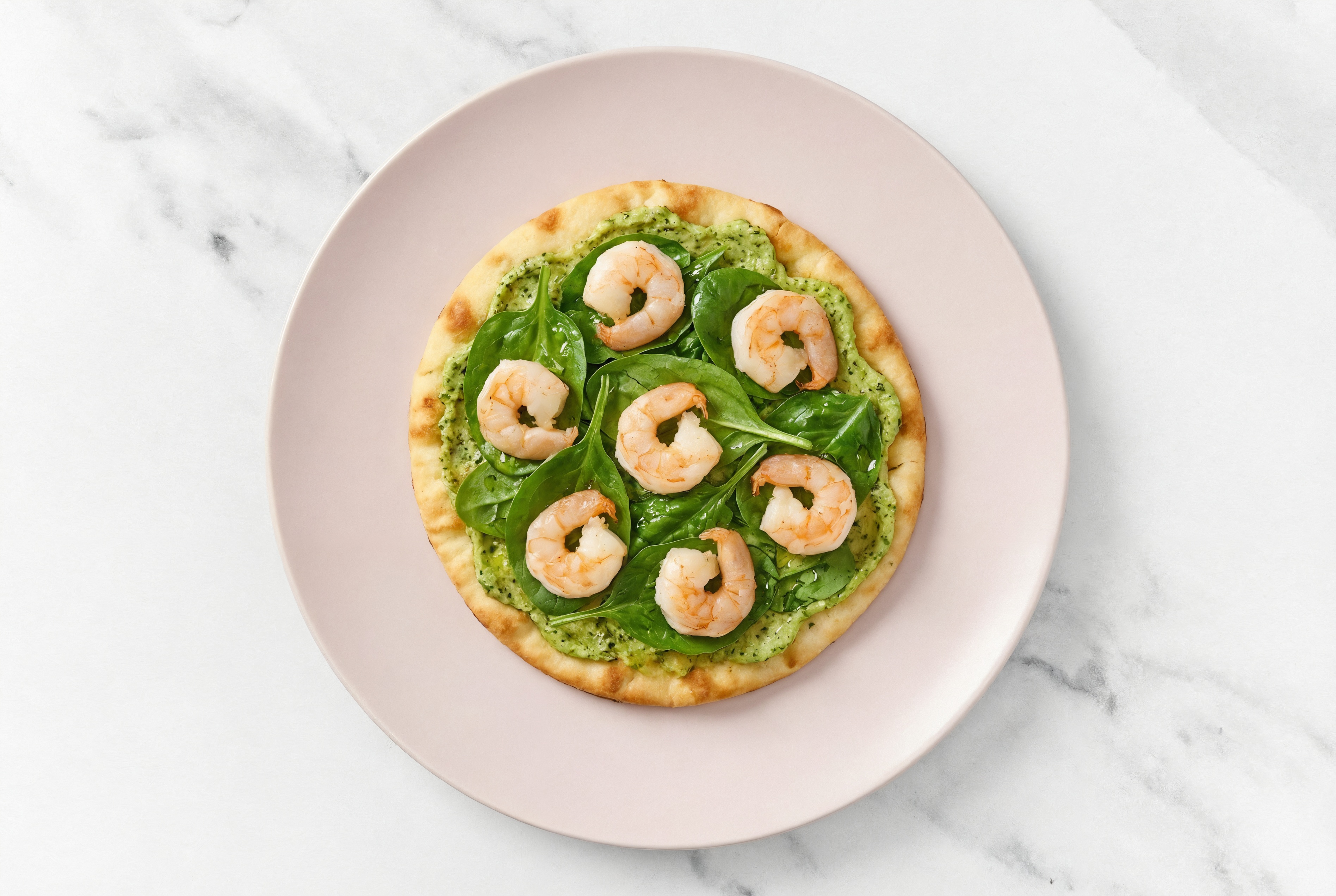 Garlicky Shrimp + Organic Spinach Flatbread