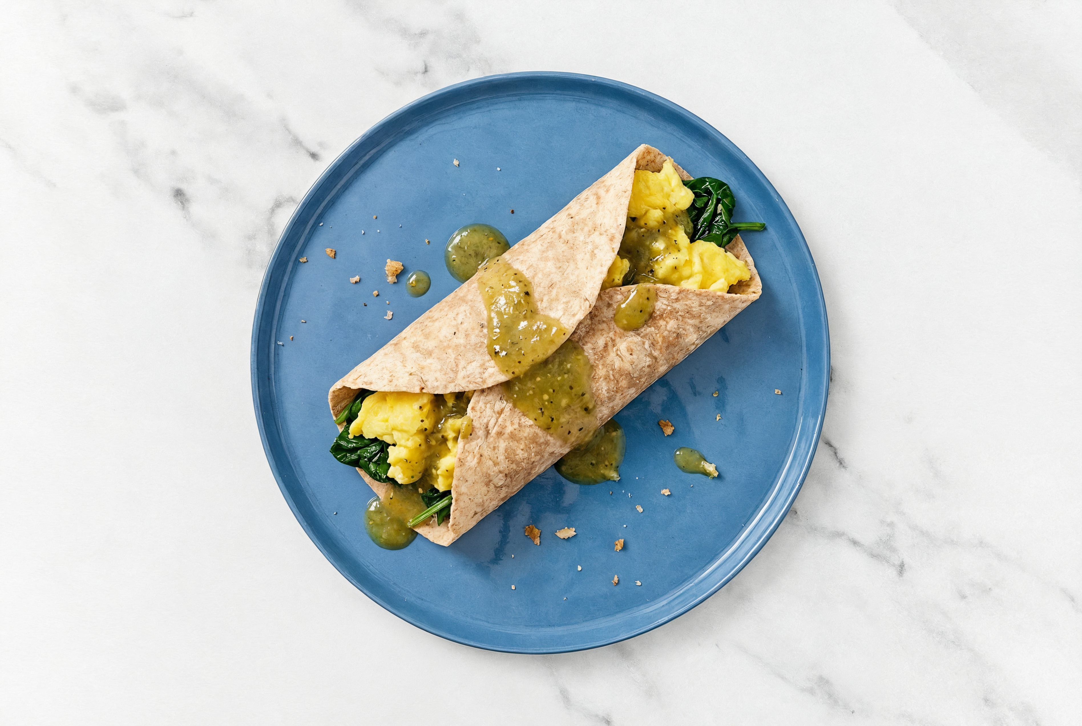 Spicy Egg + Spinach Breakfast Wrap