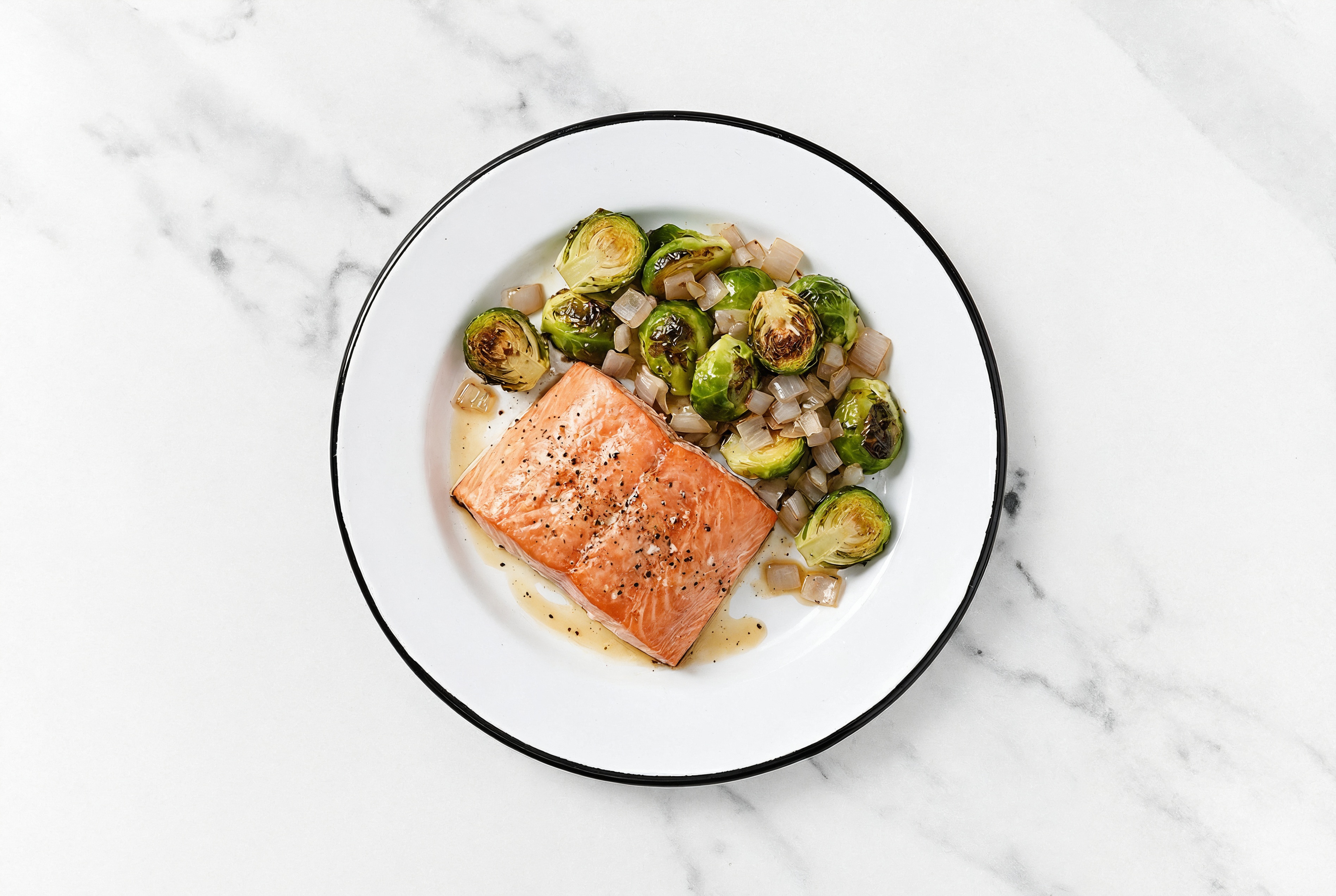  Seared Wild Salmon + Roasted Brussels