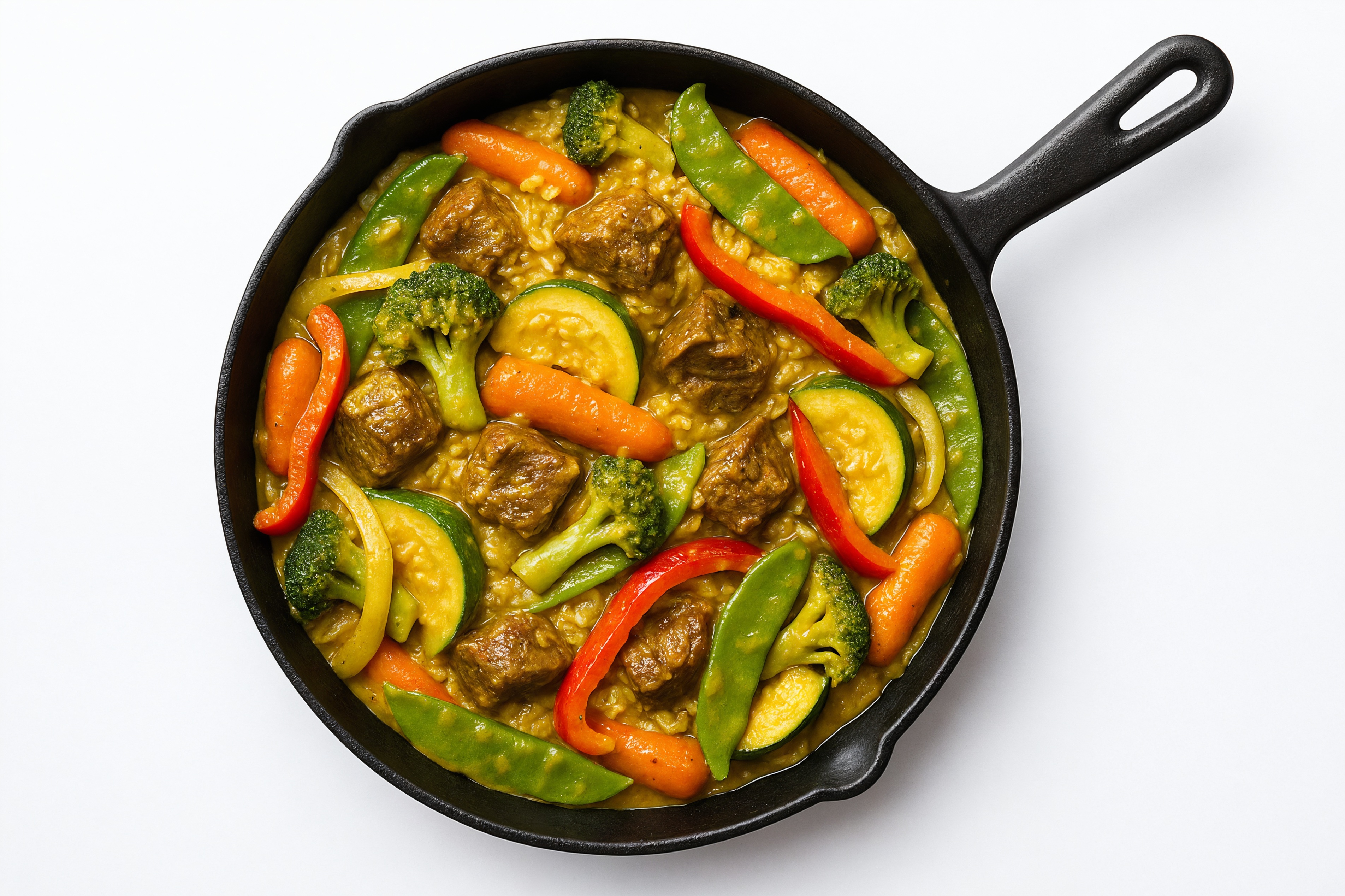 Curry Veggie + Bison Stir-Fry with Long Grain White Rice