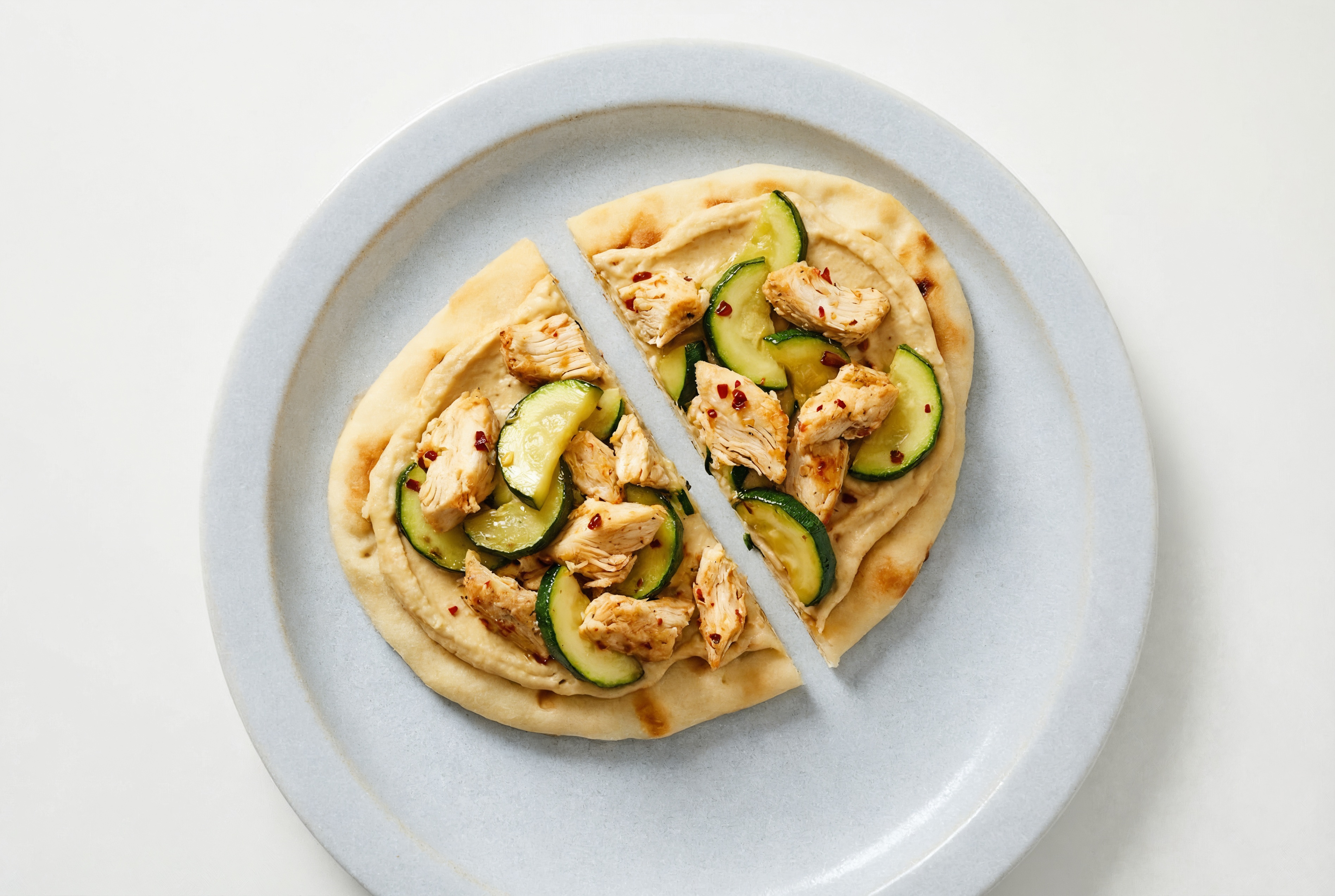 Zesty Hummus Chicken Naan Flatbread