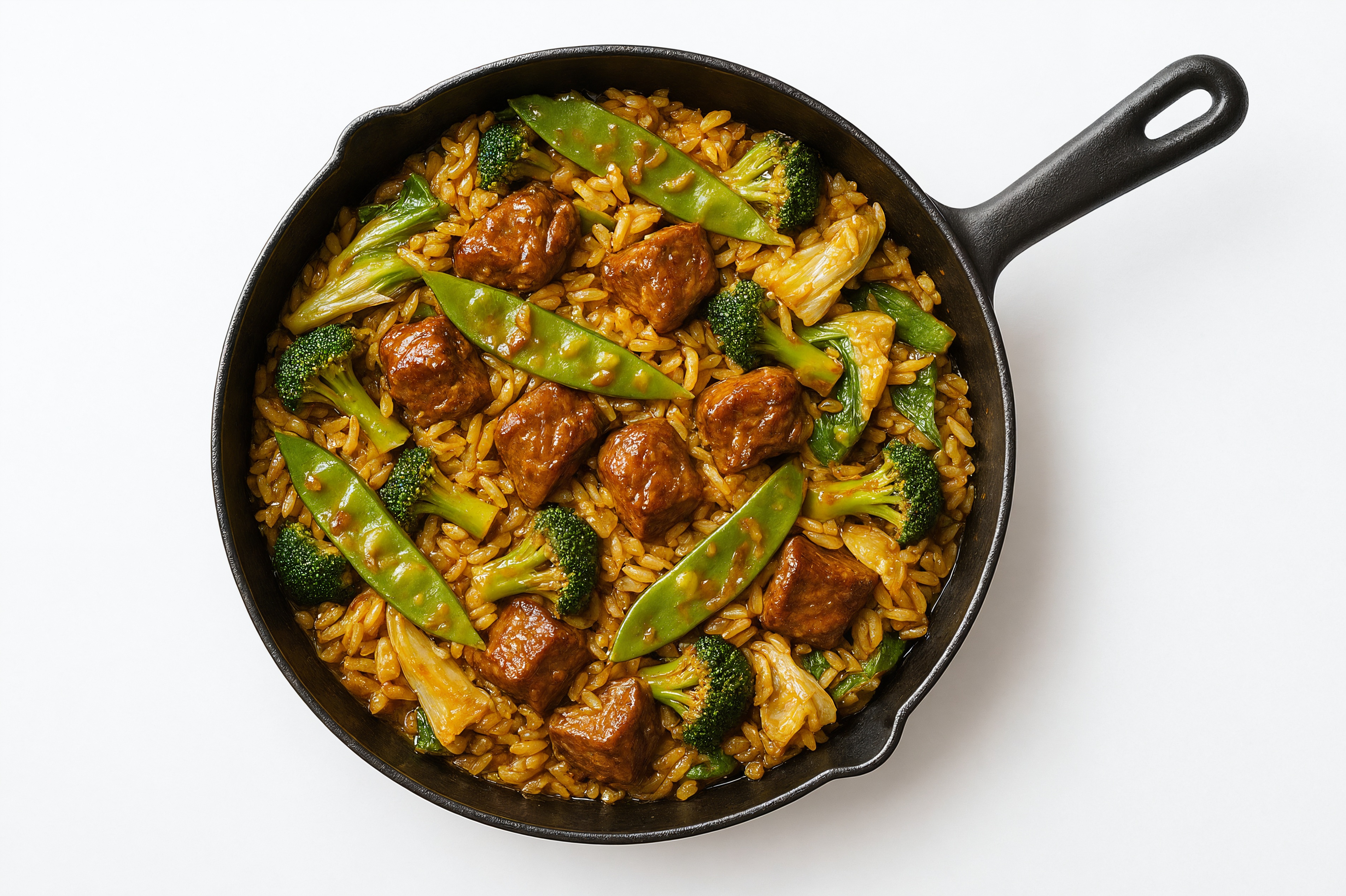 Sesame Ginger Bok Choy + Bison Stir-Fry with Seasoned Jasmine Rice