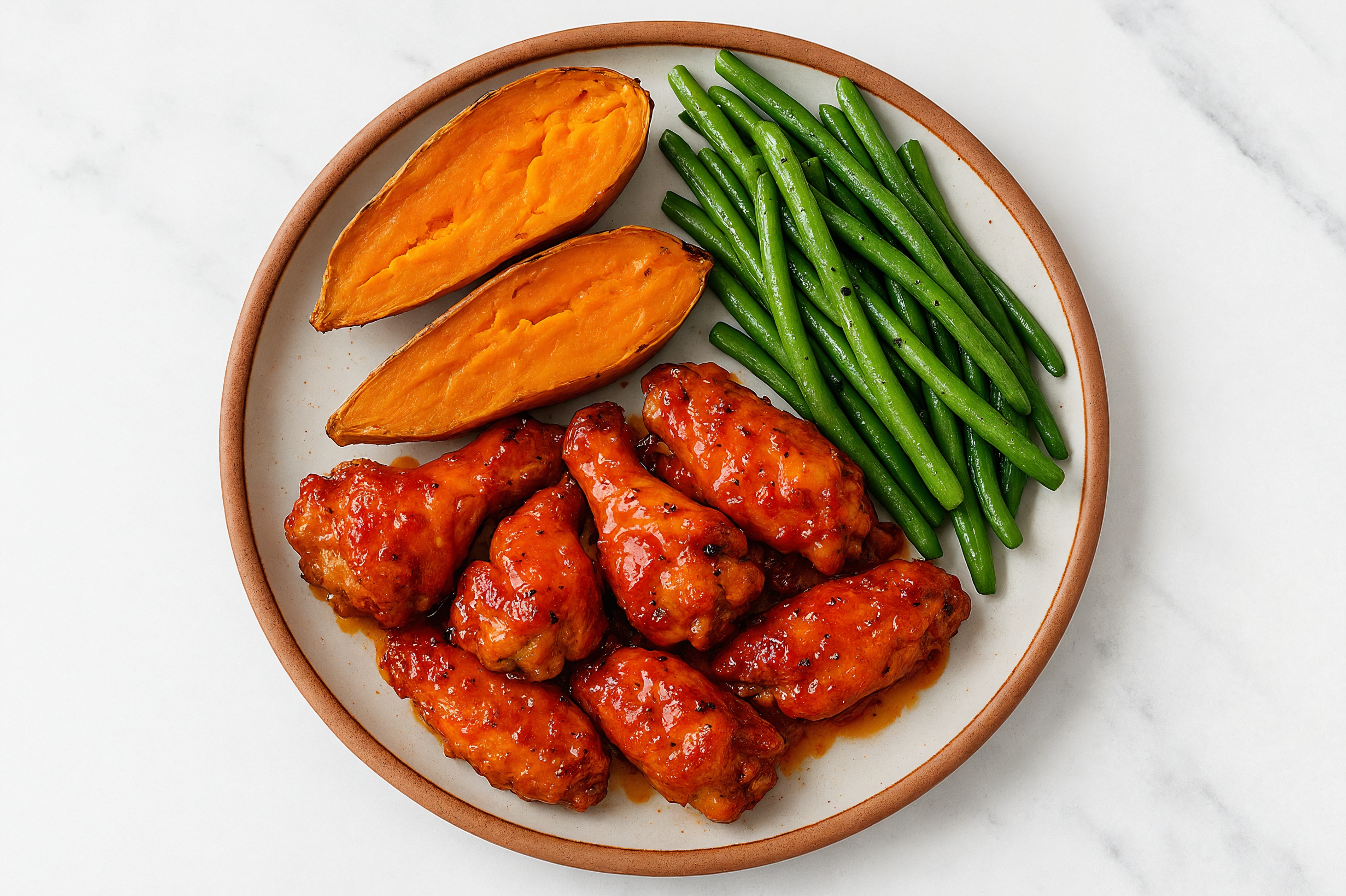 Sweet Chili Chicken Wings + Green Beans