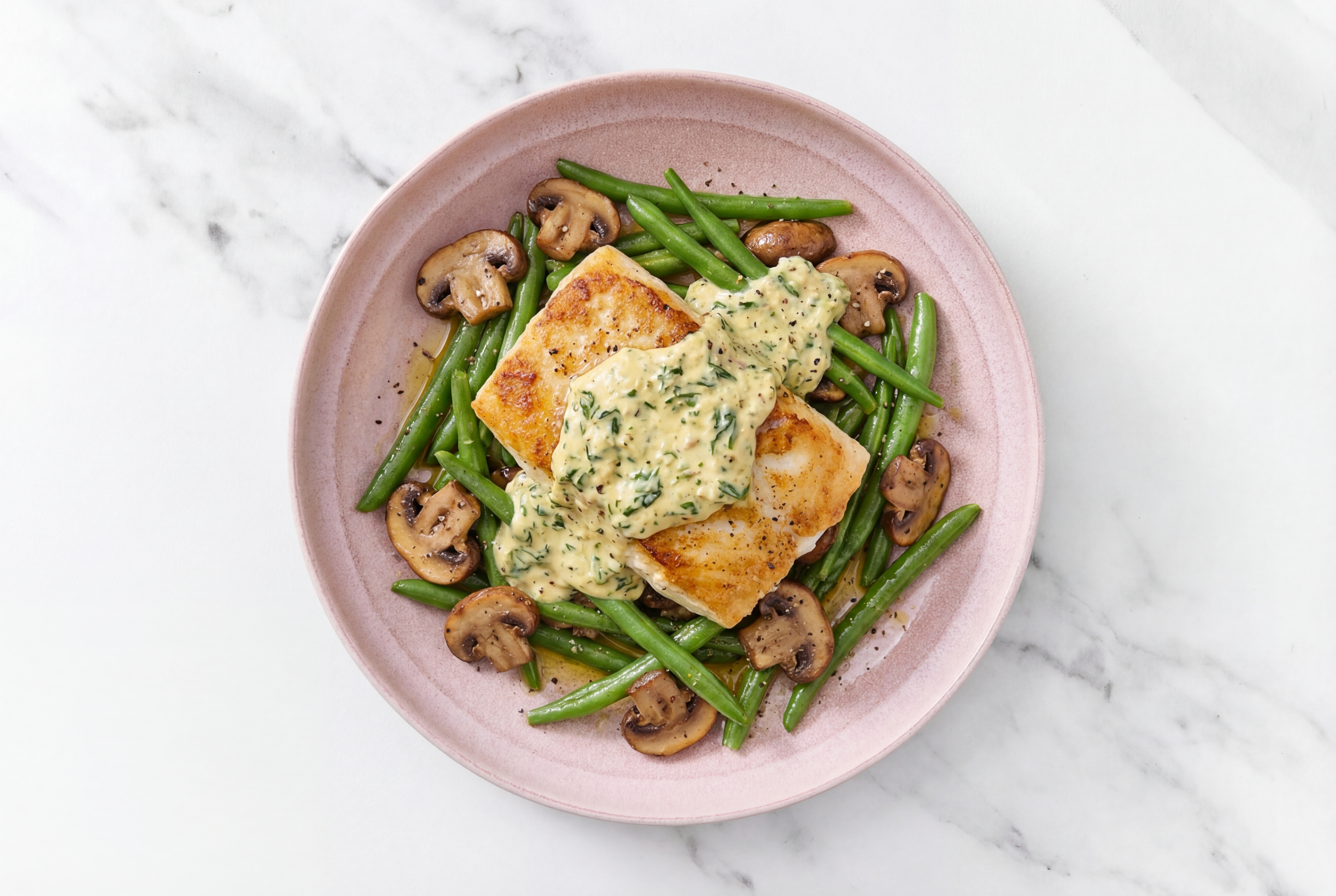 Herby Spinach Artichoke Barramundi Veggie Bowl