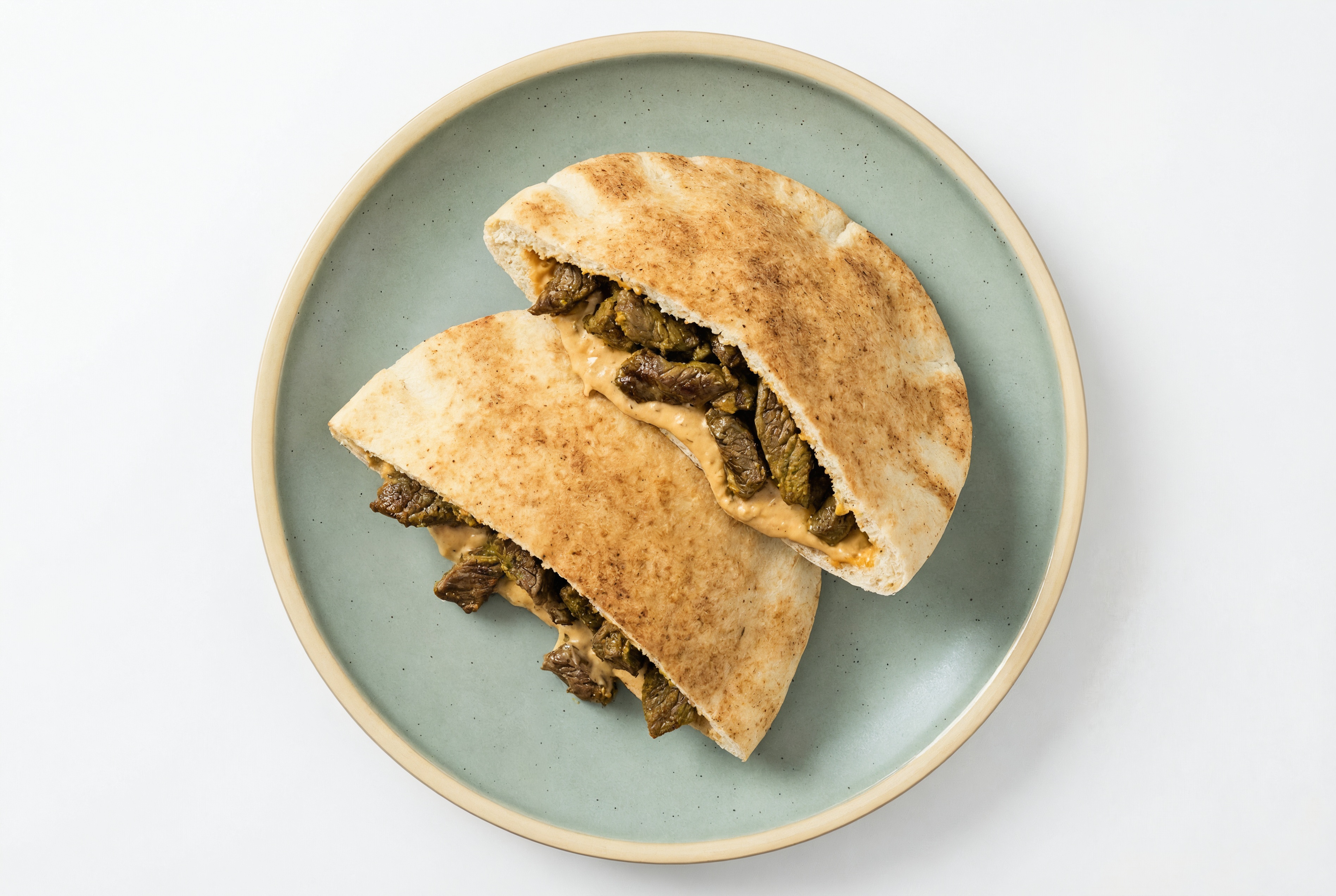 Herby Curry Beef + Homemade Hummus Traditional Pita Pocket