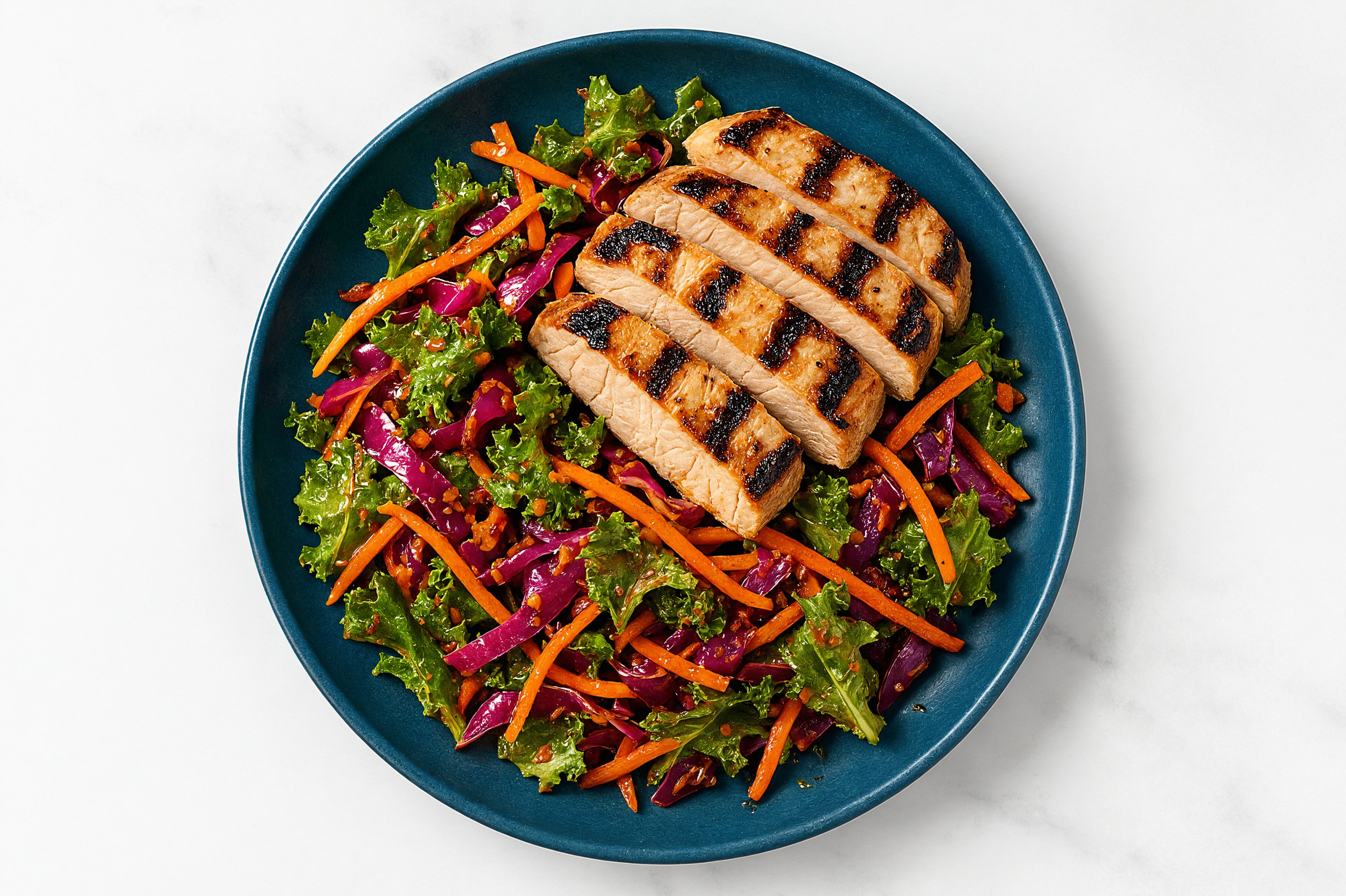 Grilled Pork + Chili Crisp Rainbow Salad