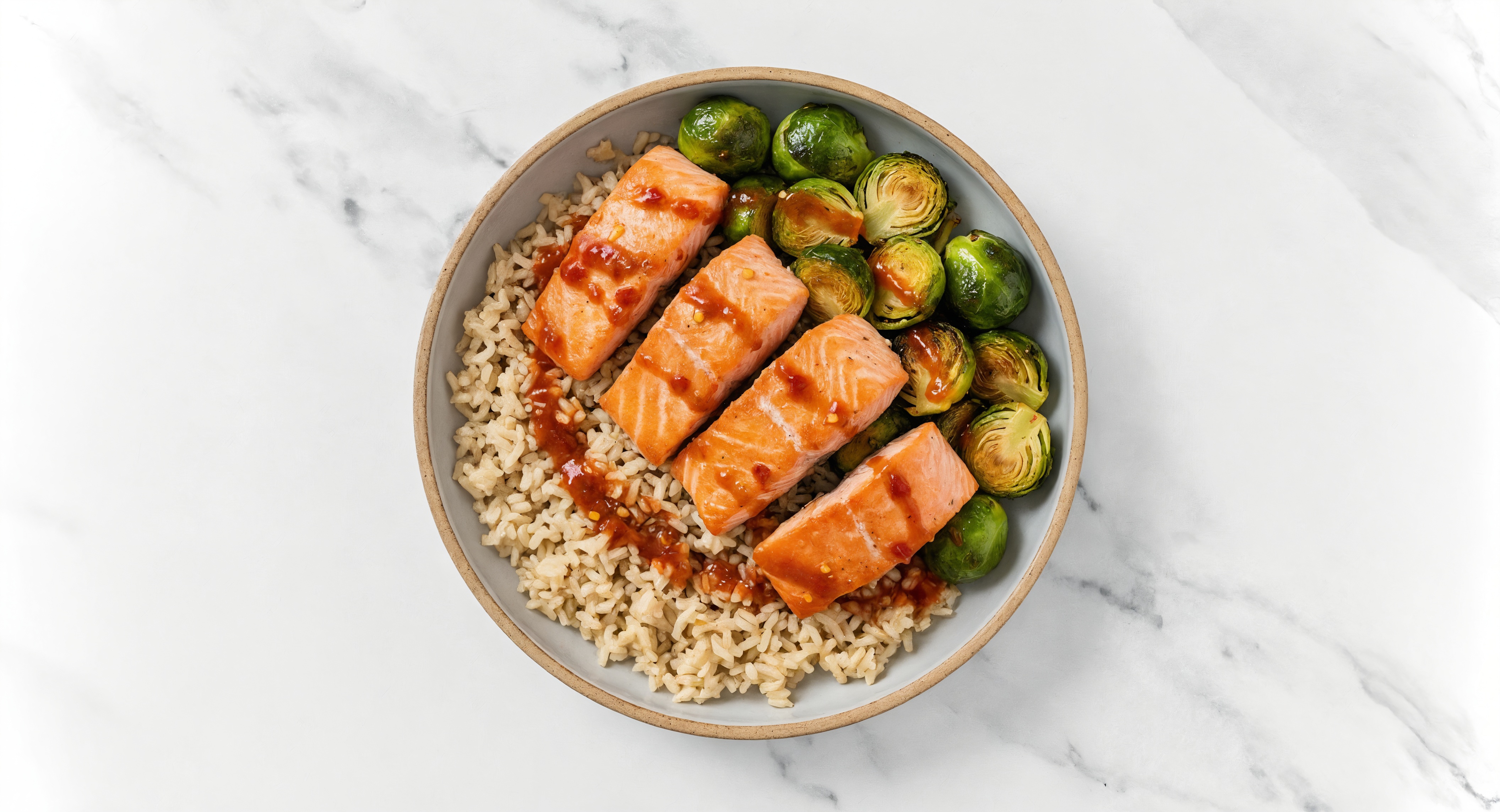 Hearty Air Fryer Sweet Chili Salmon + Whole Brussels Sprouts