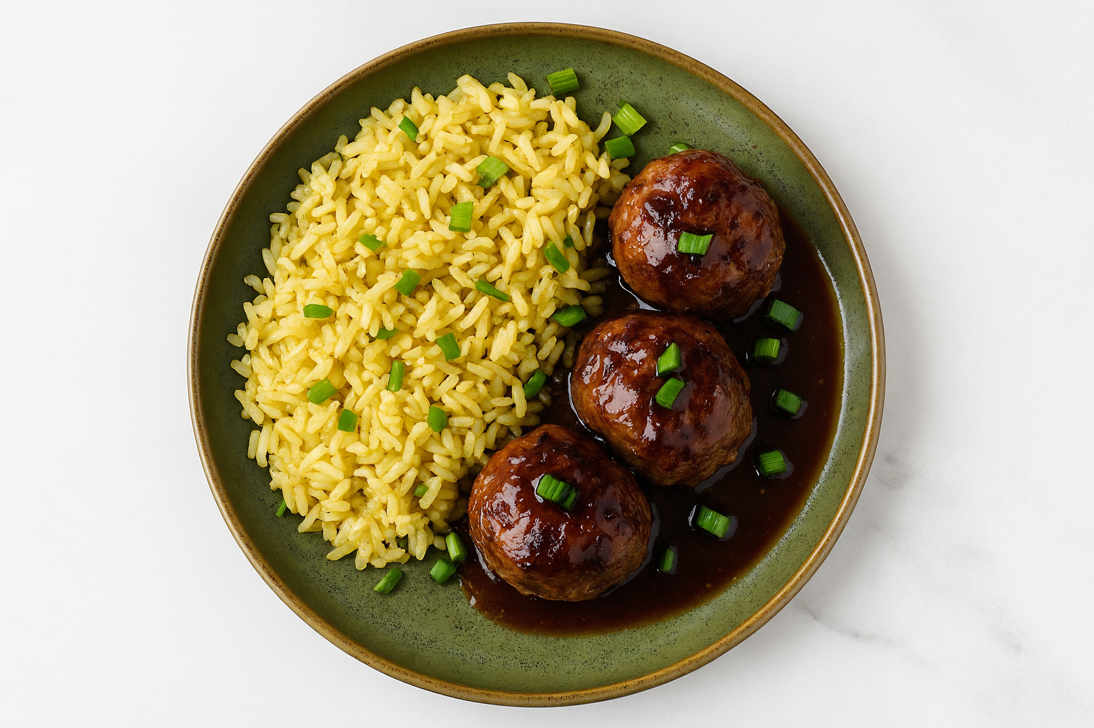 Teriyaki Beef Meatballs + Jasmine Rice