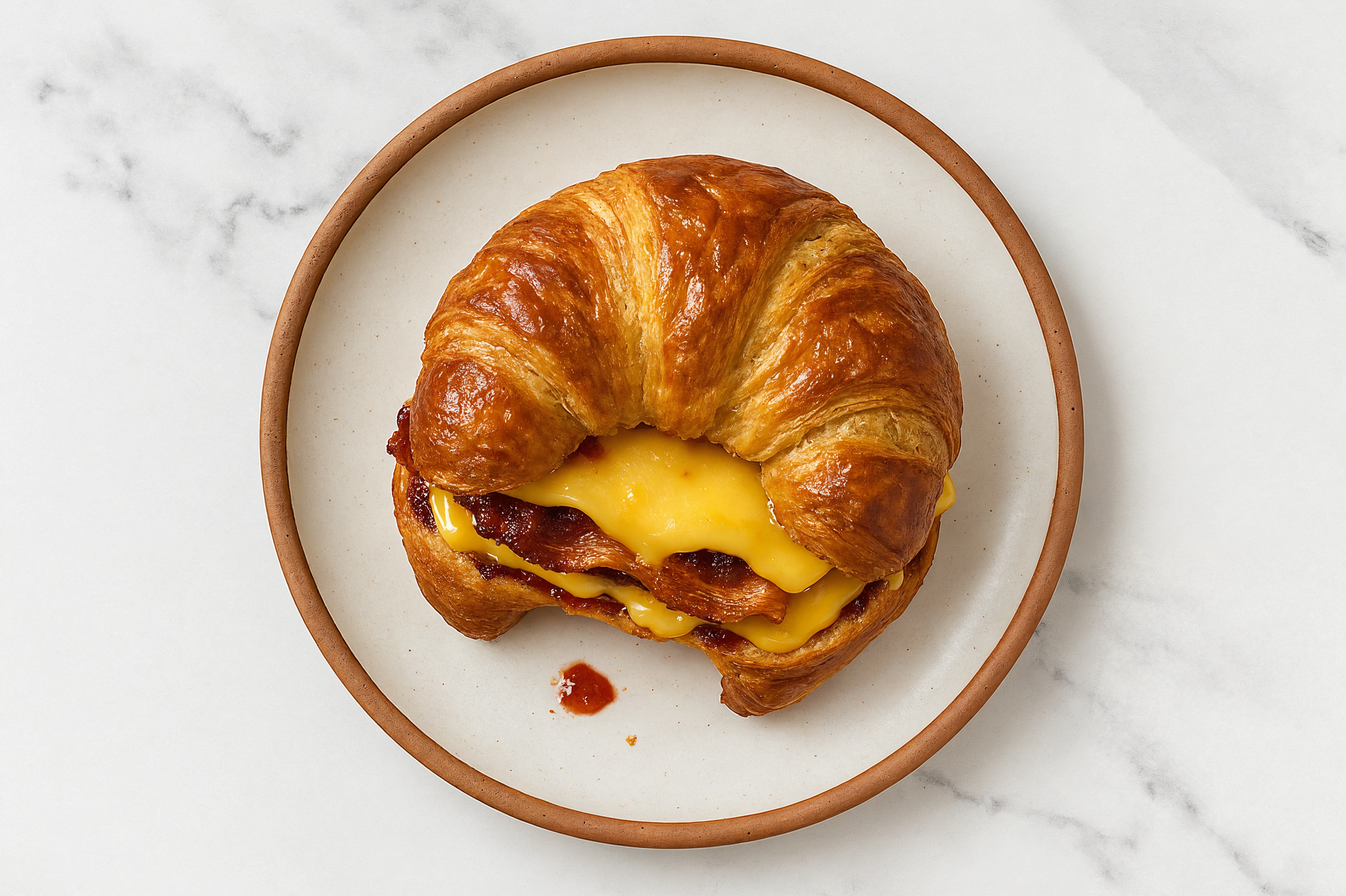 Maple Bacon, Gouda + Strawberry Jam Croissant Grilled Cheese