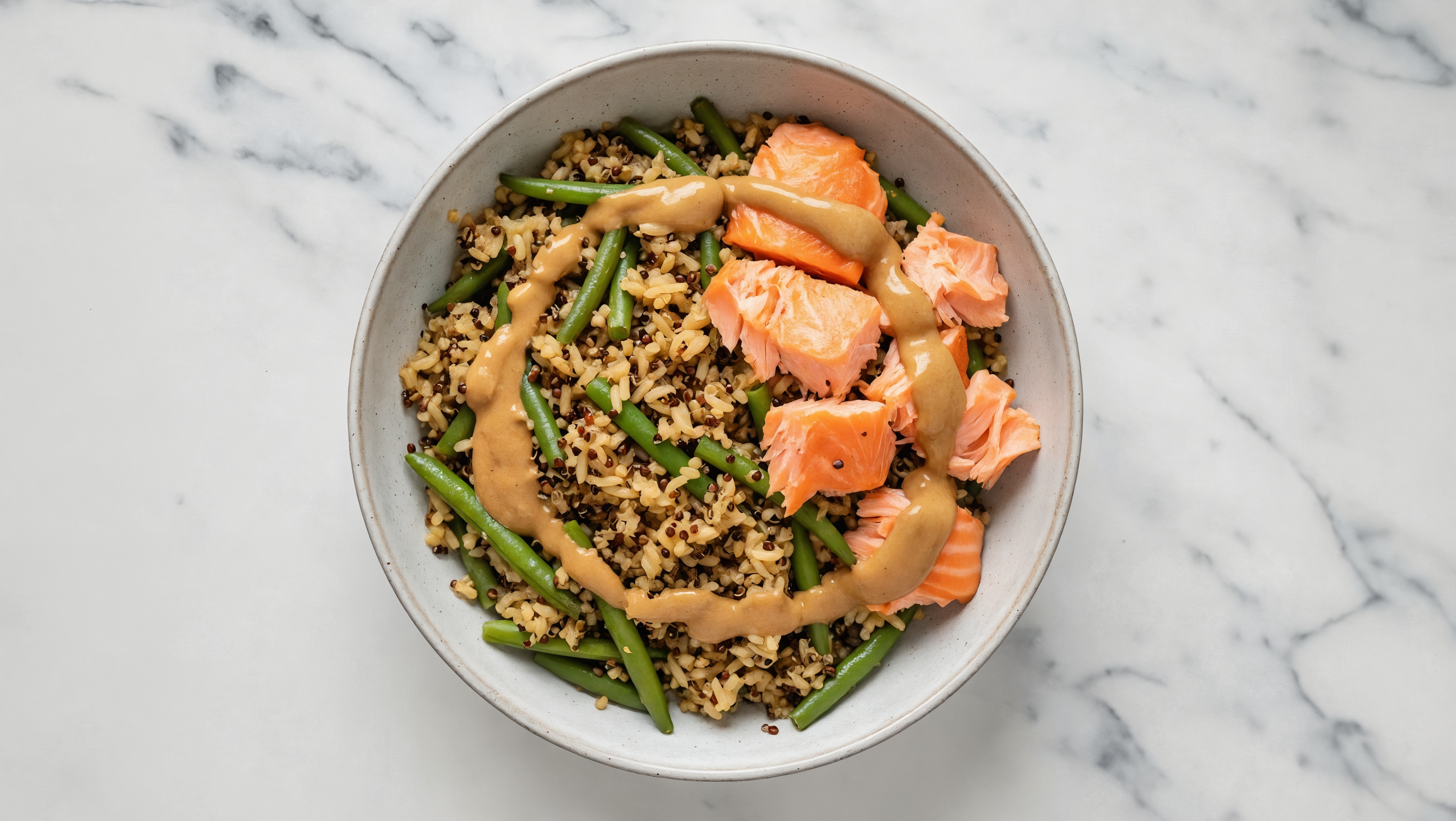 Peanutty Smoked Salmon + Organic Green Bean Rice Bowl
