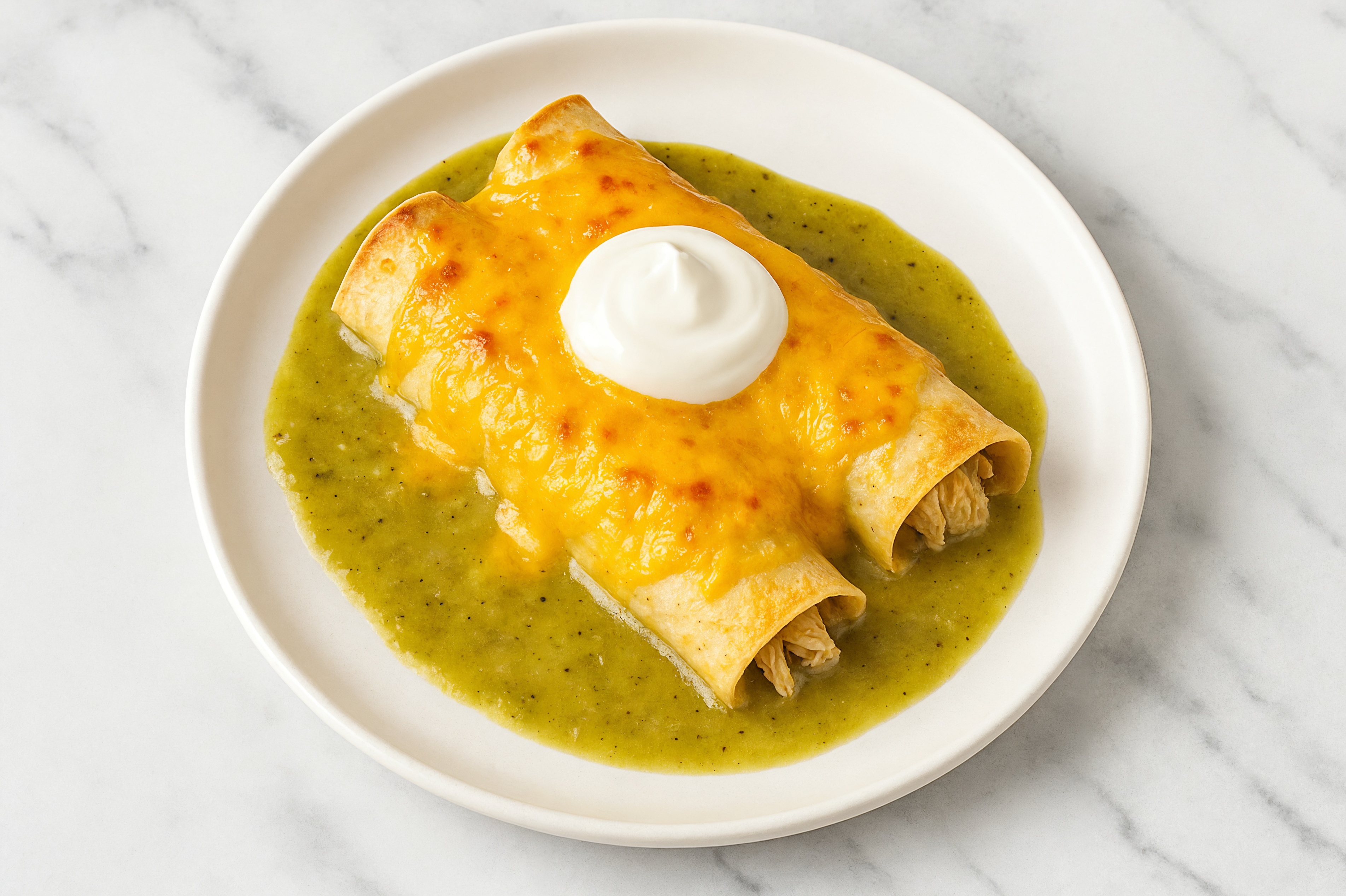 Keto-Friendly Green Chile Chicken Enchiladas with Sharp Cheddar Bar