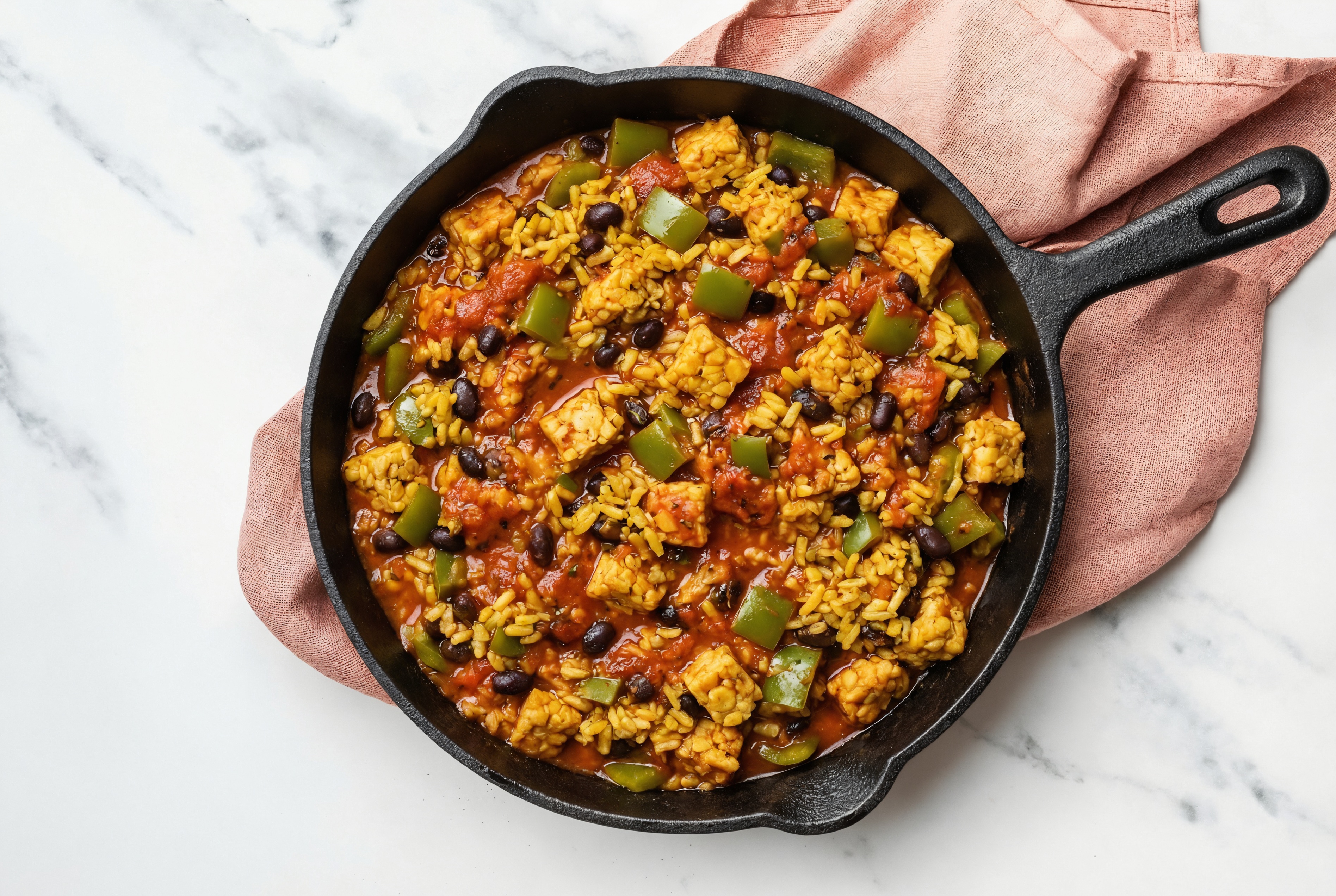 Herby Weeknight Un-Stuffed Peppers with Chickpea Tempeh