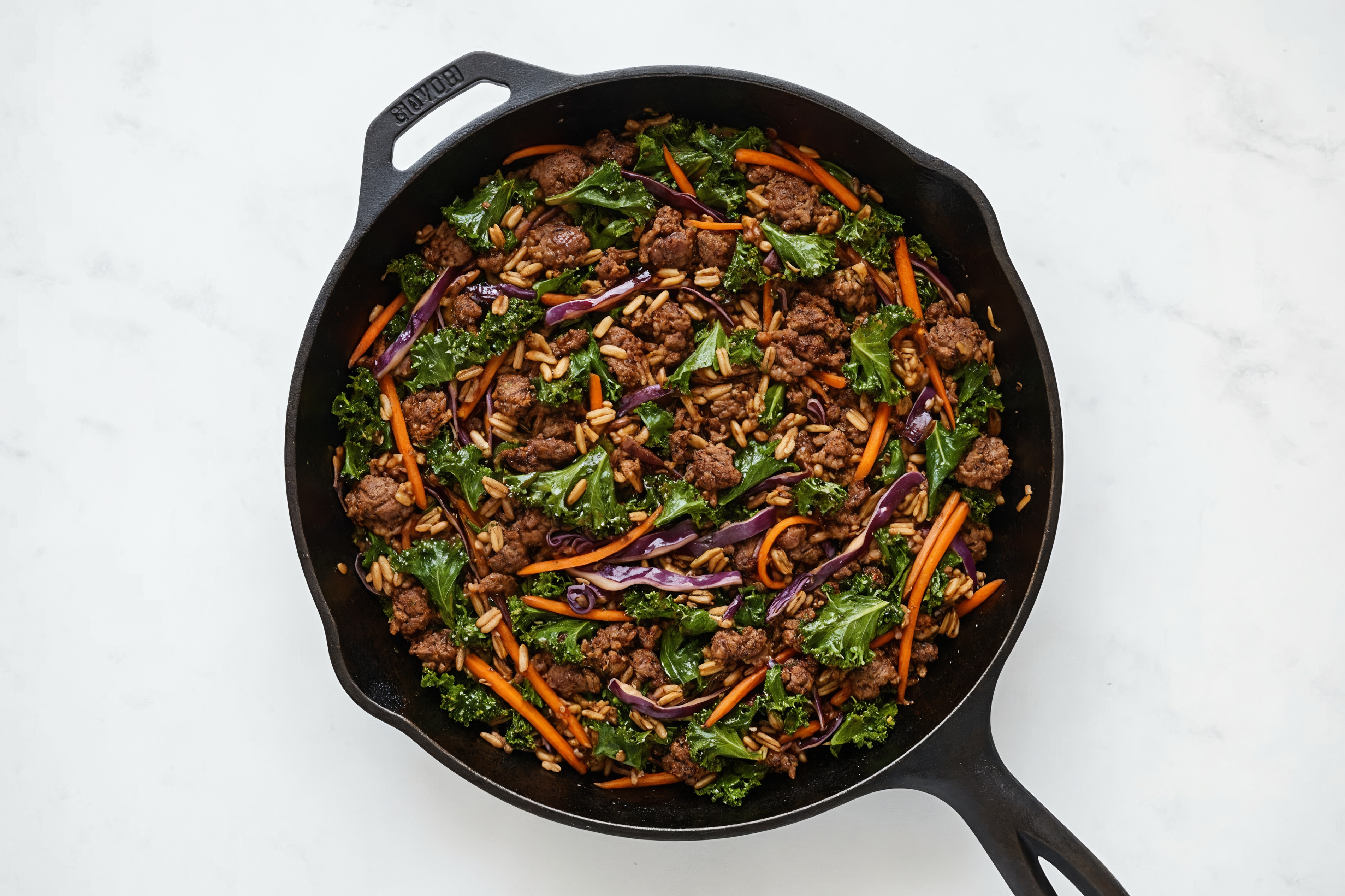 Japanese Bbq Rainbow Veggie + Ground Bison Stir-Fry with Brown Rice