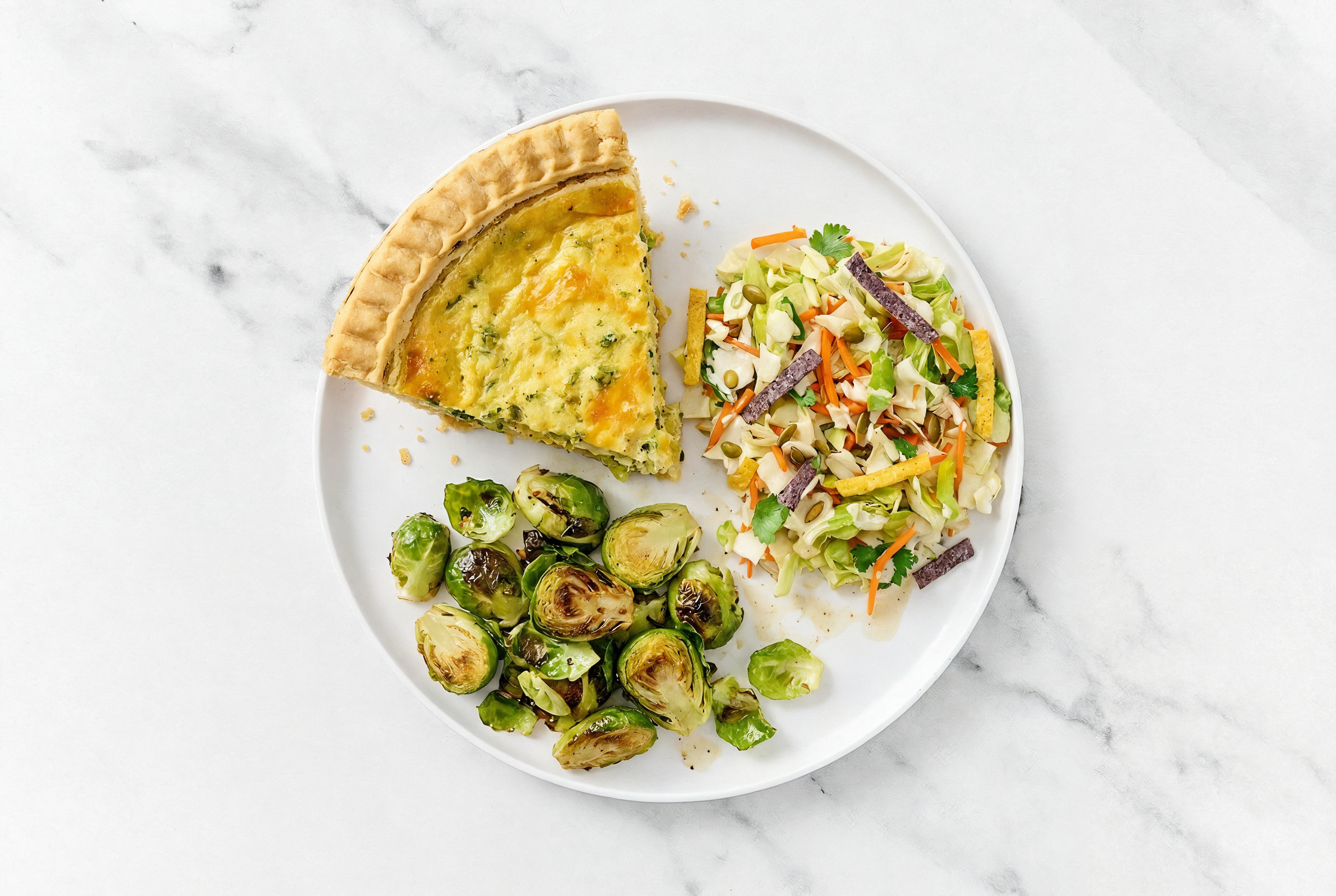 Broccoli & Cheddar Quiche with Brussels & Southwest Salad