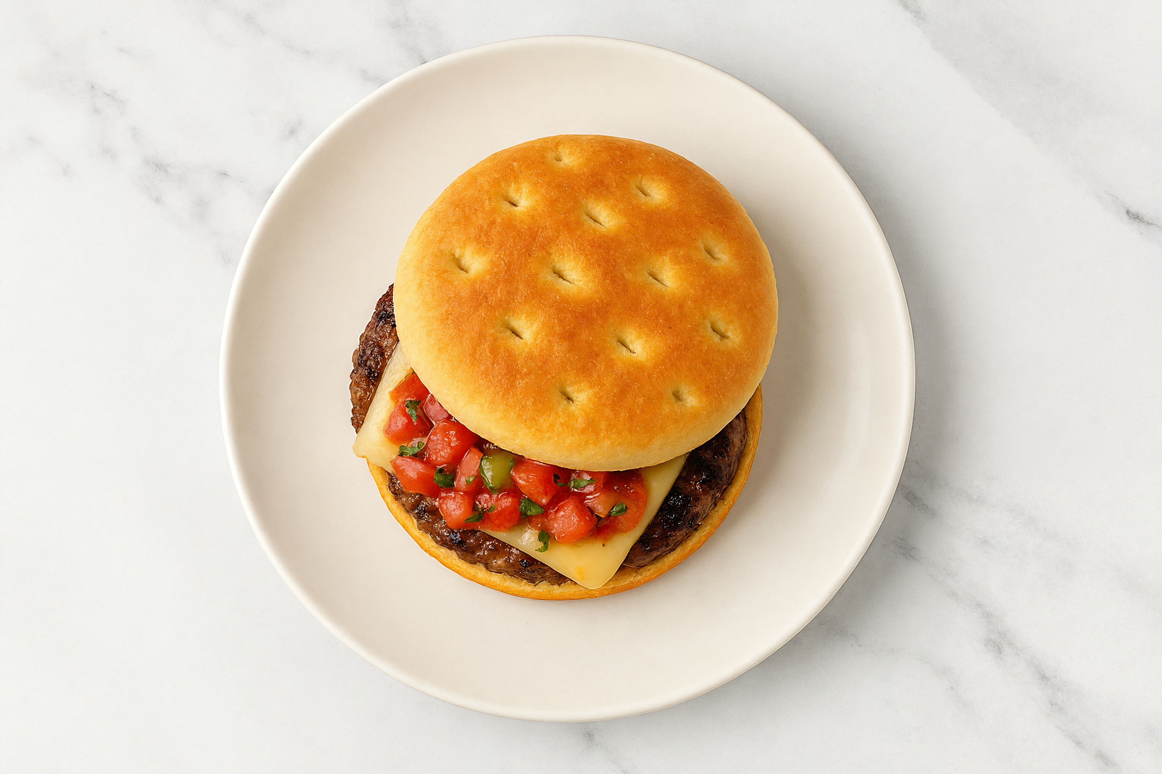 Lamb Burger on Brioche with Salsa & Swiss