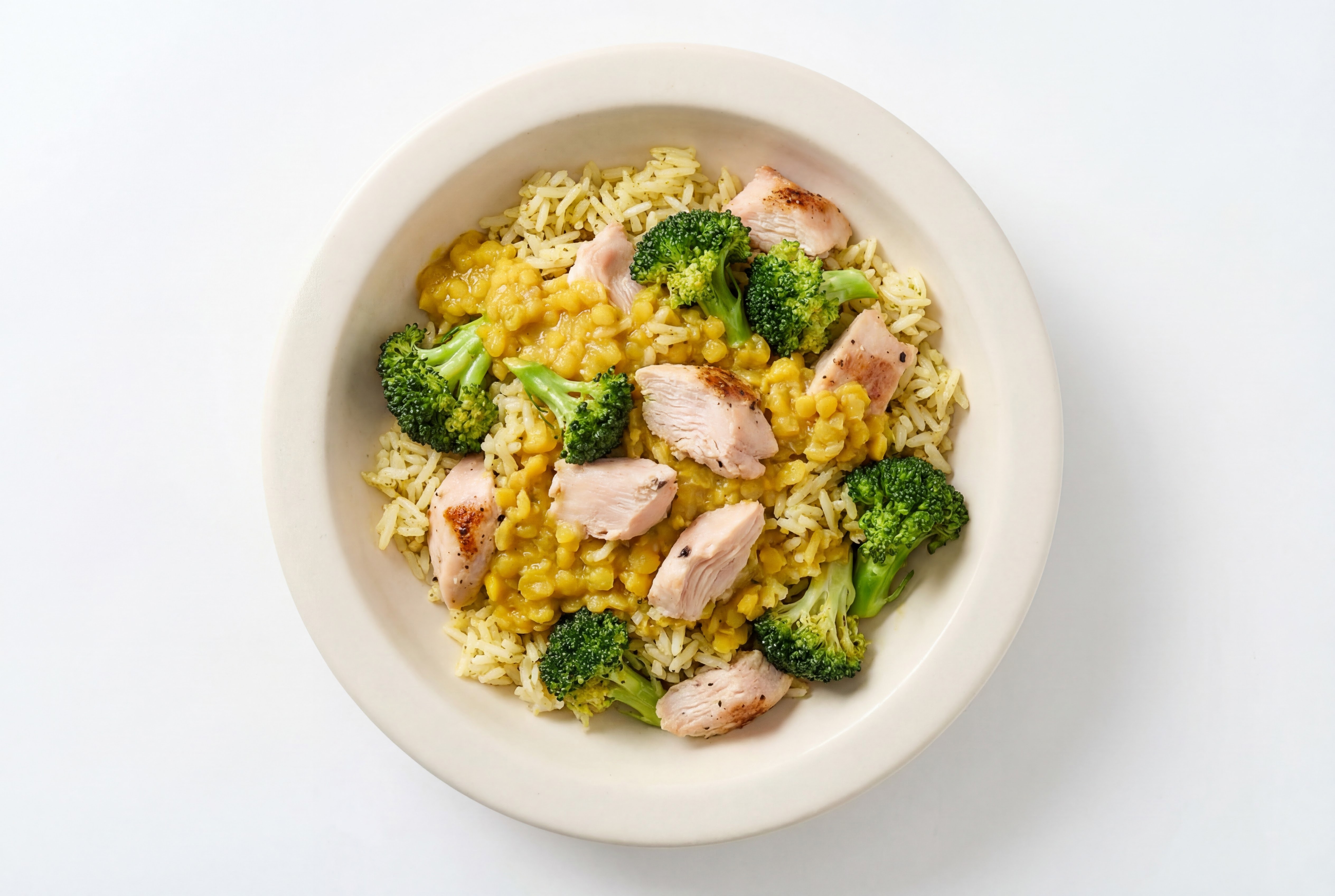 Herby Chicken Grain Bowl with Red Lentils with Seasoned Jasmine Rice