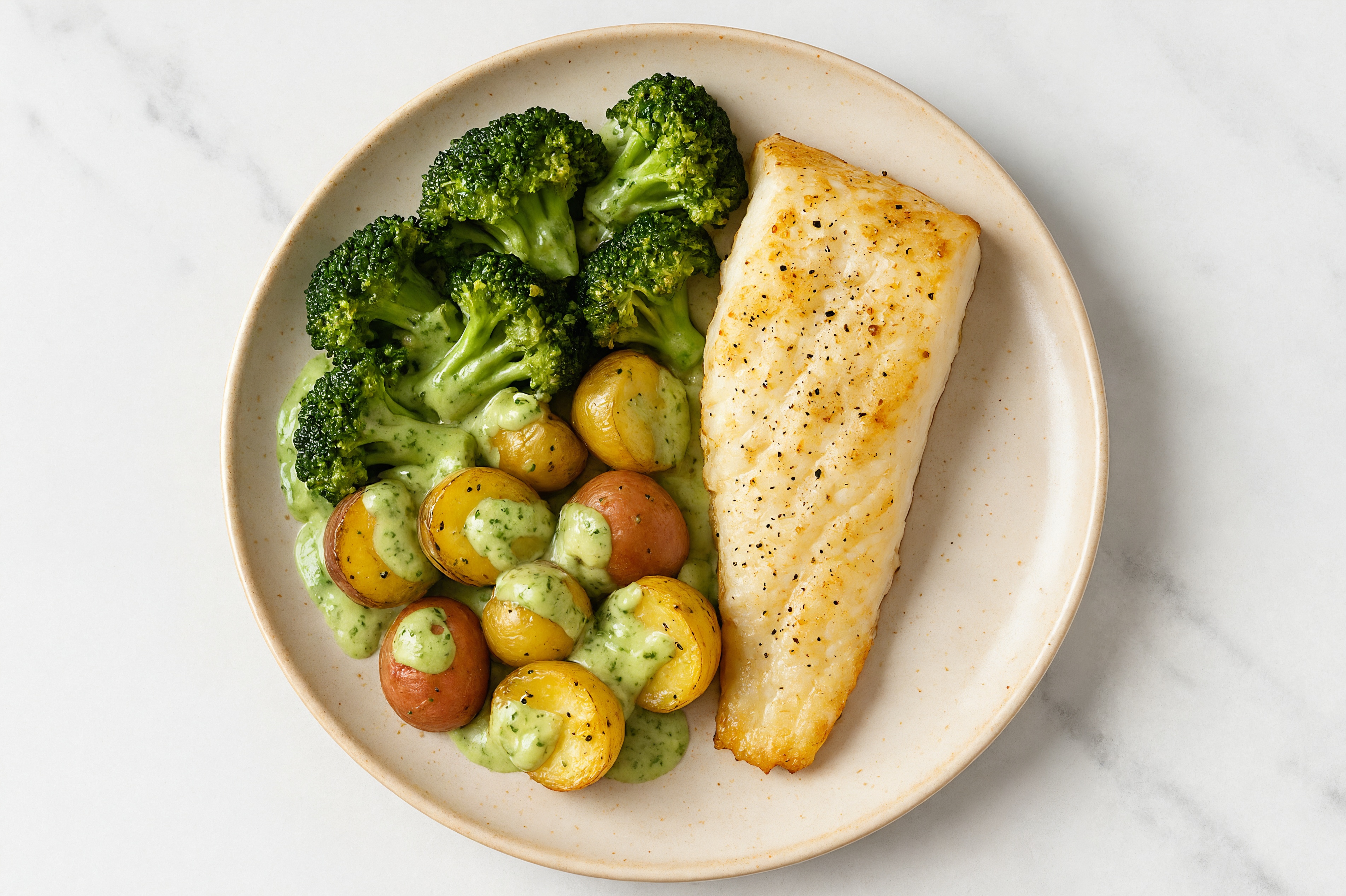 Sheet Pan Green Goddess-Cod with Potatoes & Broccoli