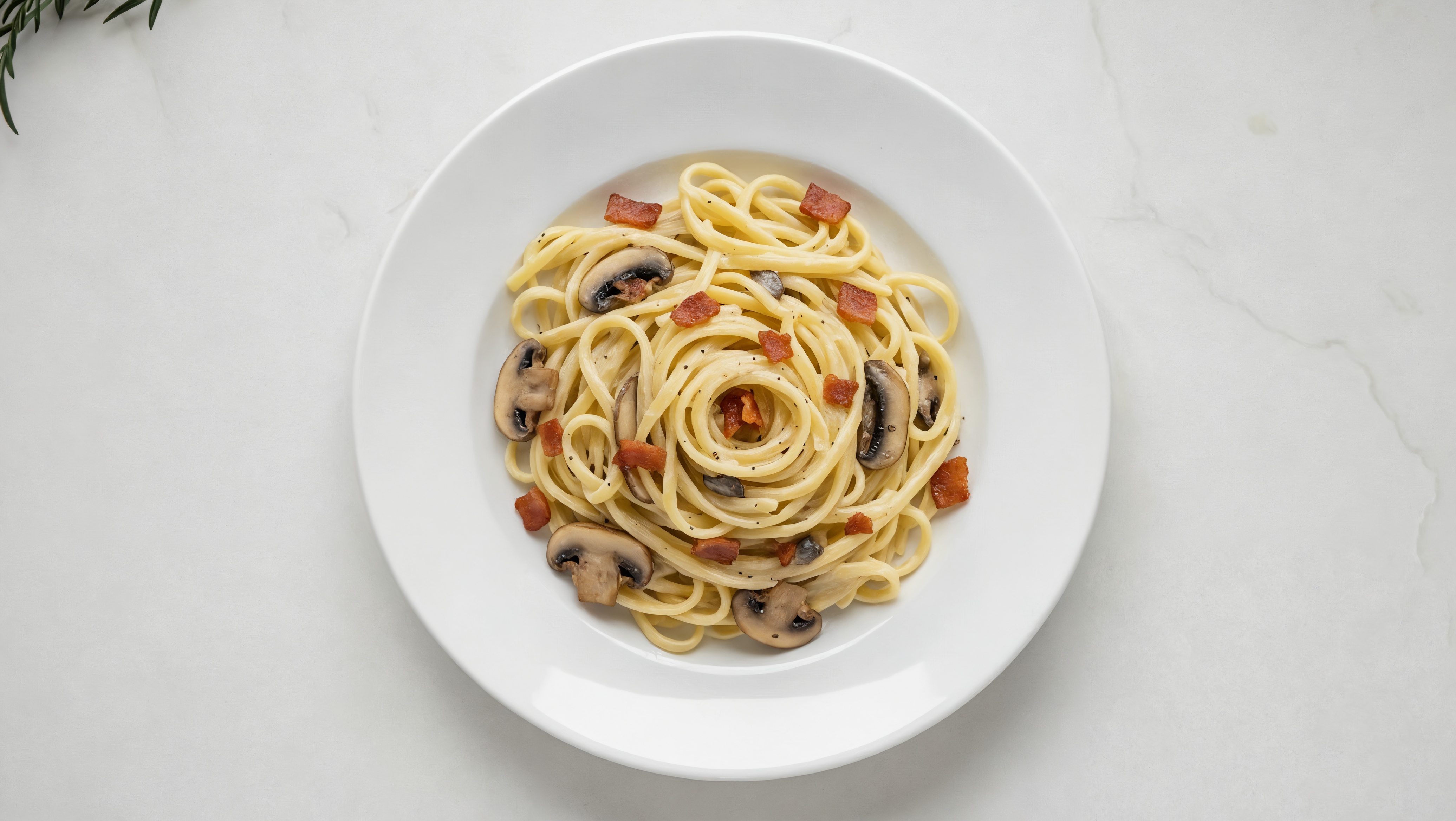 Creamy Maple Bacon + Mushroom Linguine with Classic Alfredo