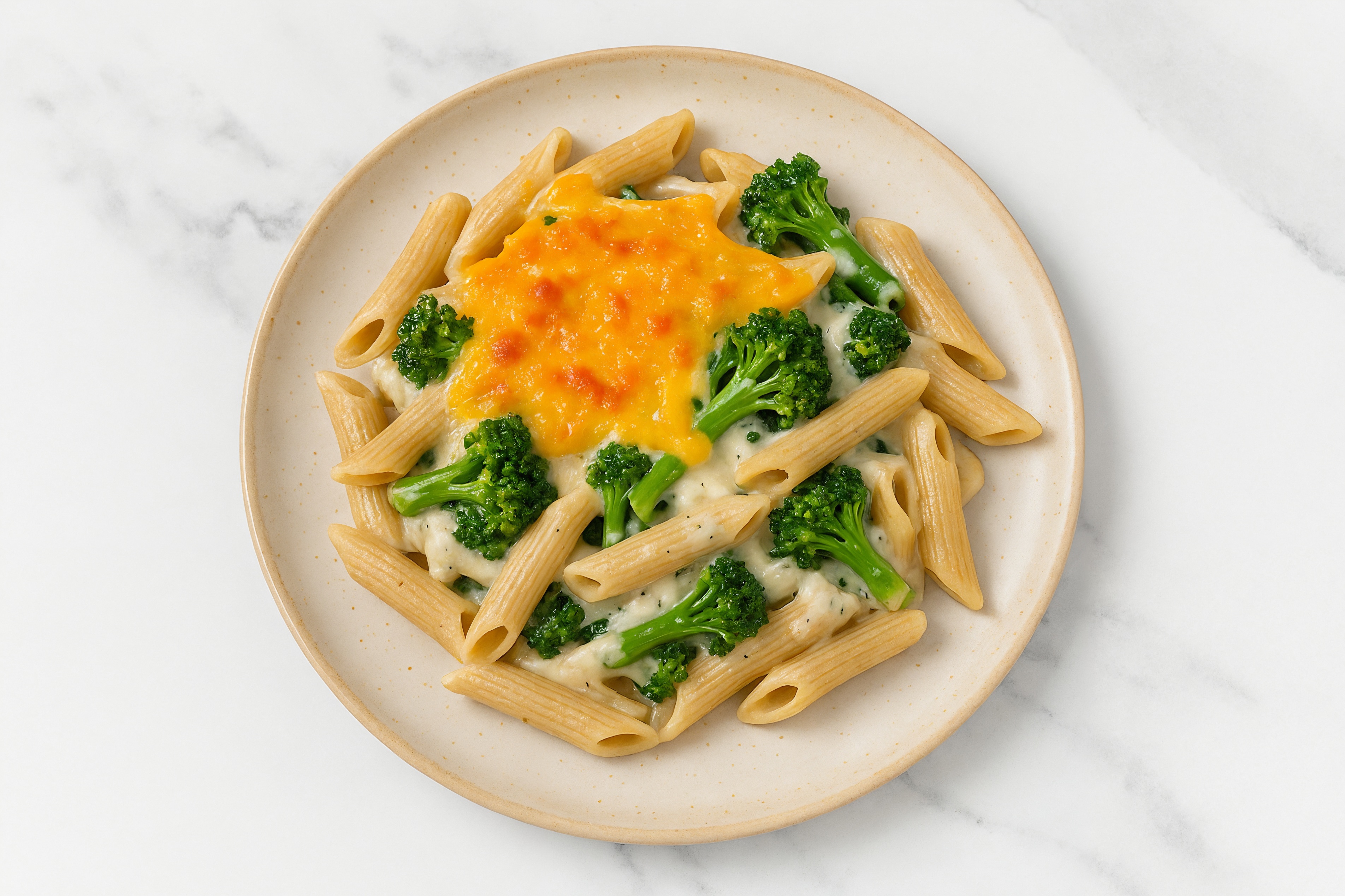 Herby Broccoli Cheddar Baked Mac 'n Cheese with Classic Alfredo