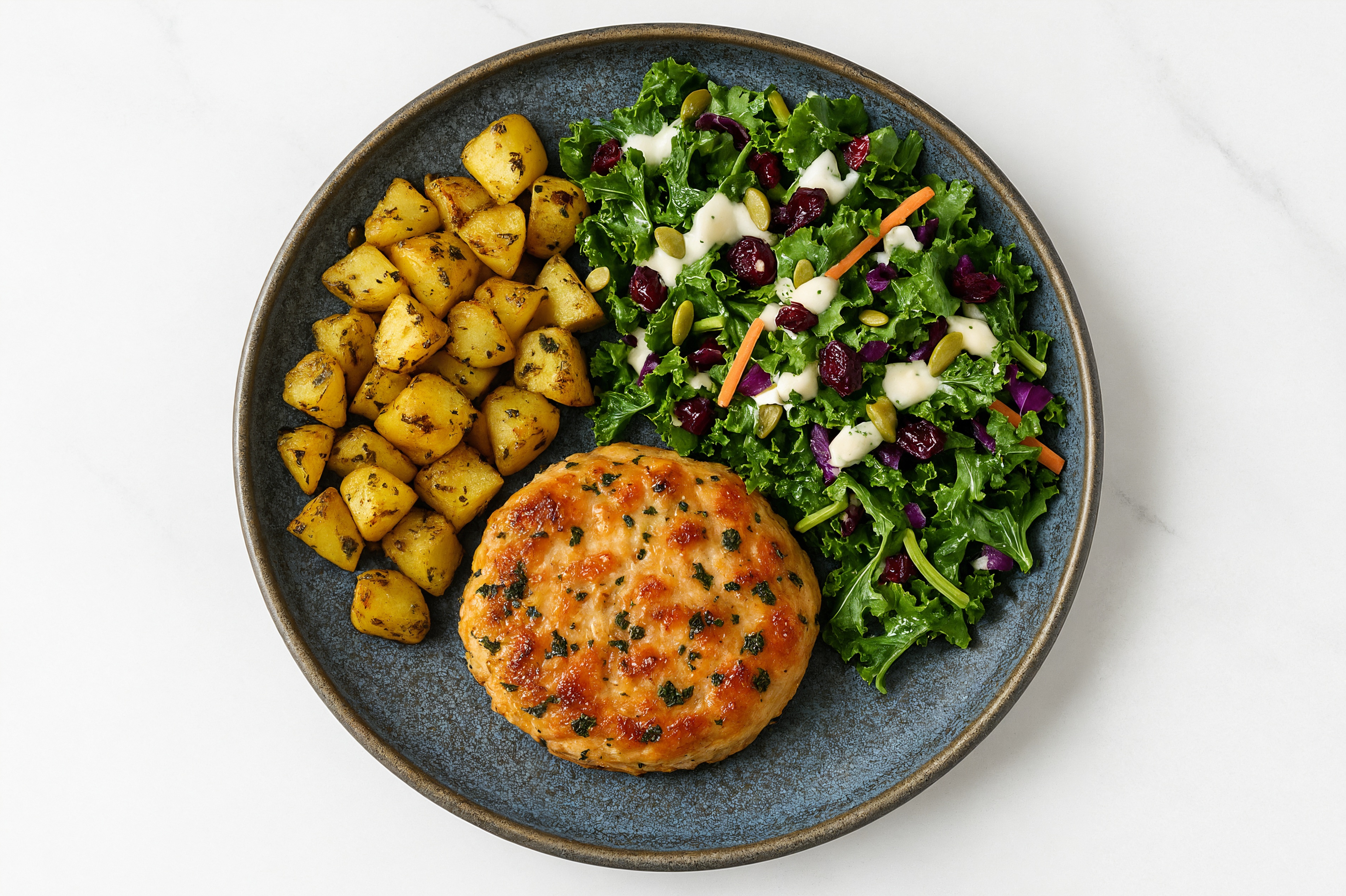 Bruschetta Chicken with Herbed Potatoes + Kale Salad