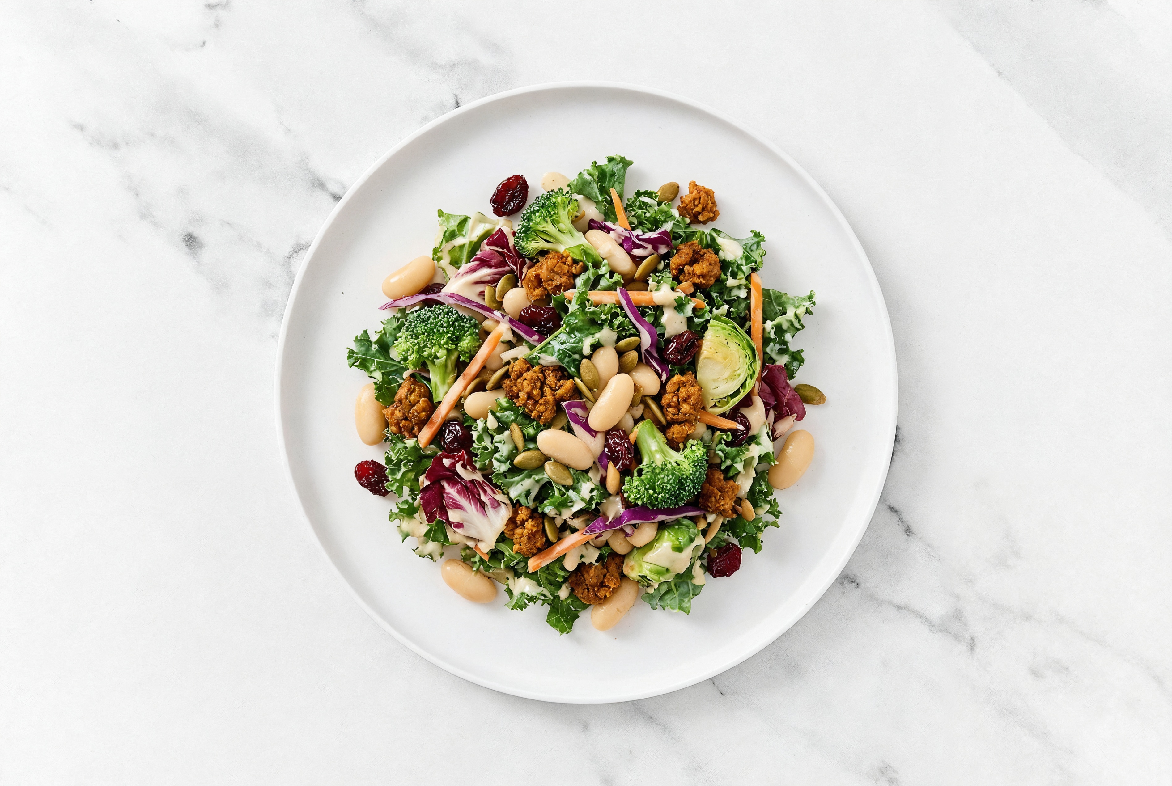 Plant-Based Chorizo + Cannellini Bean Sweet Kale Salad