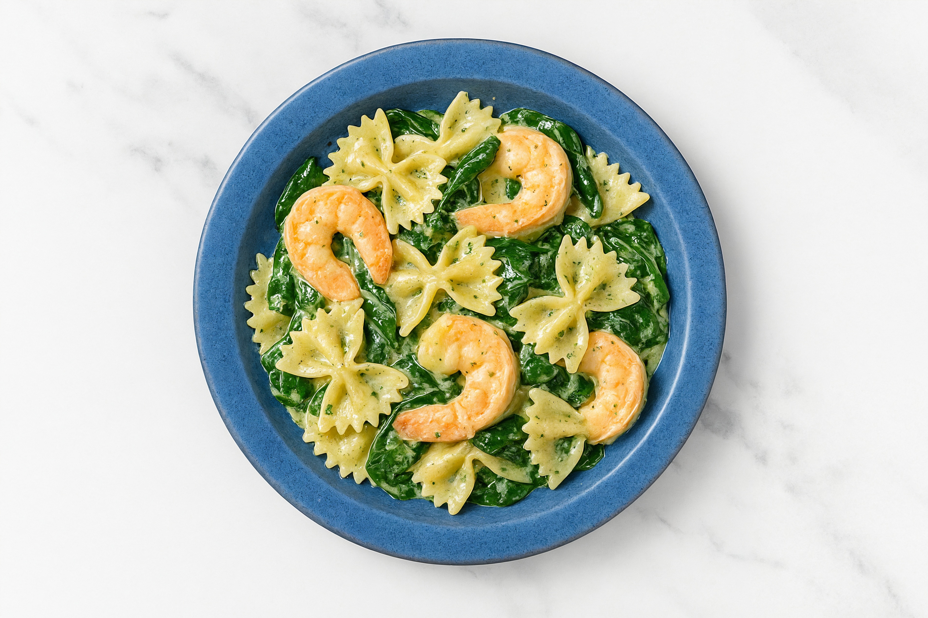 Savory Jumbo Shrimp Herb Cream with Baby Spinach