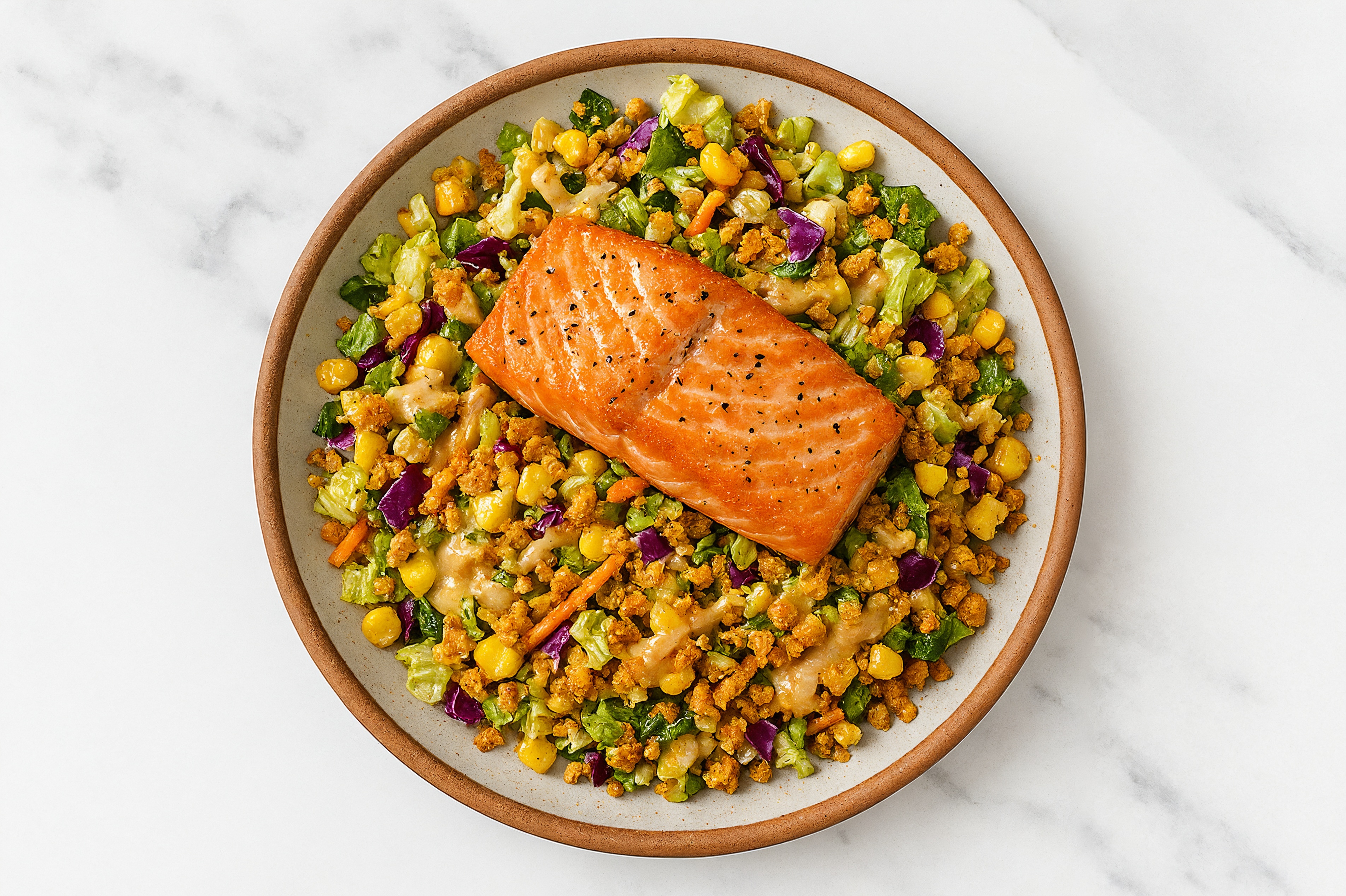 Street Corn Chopped Salad with Air Fryer Salmon