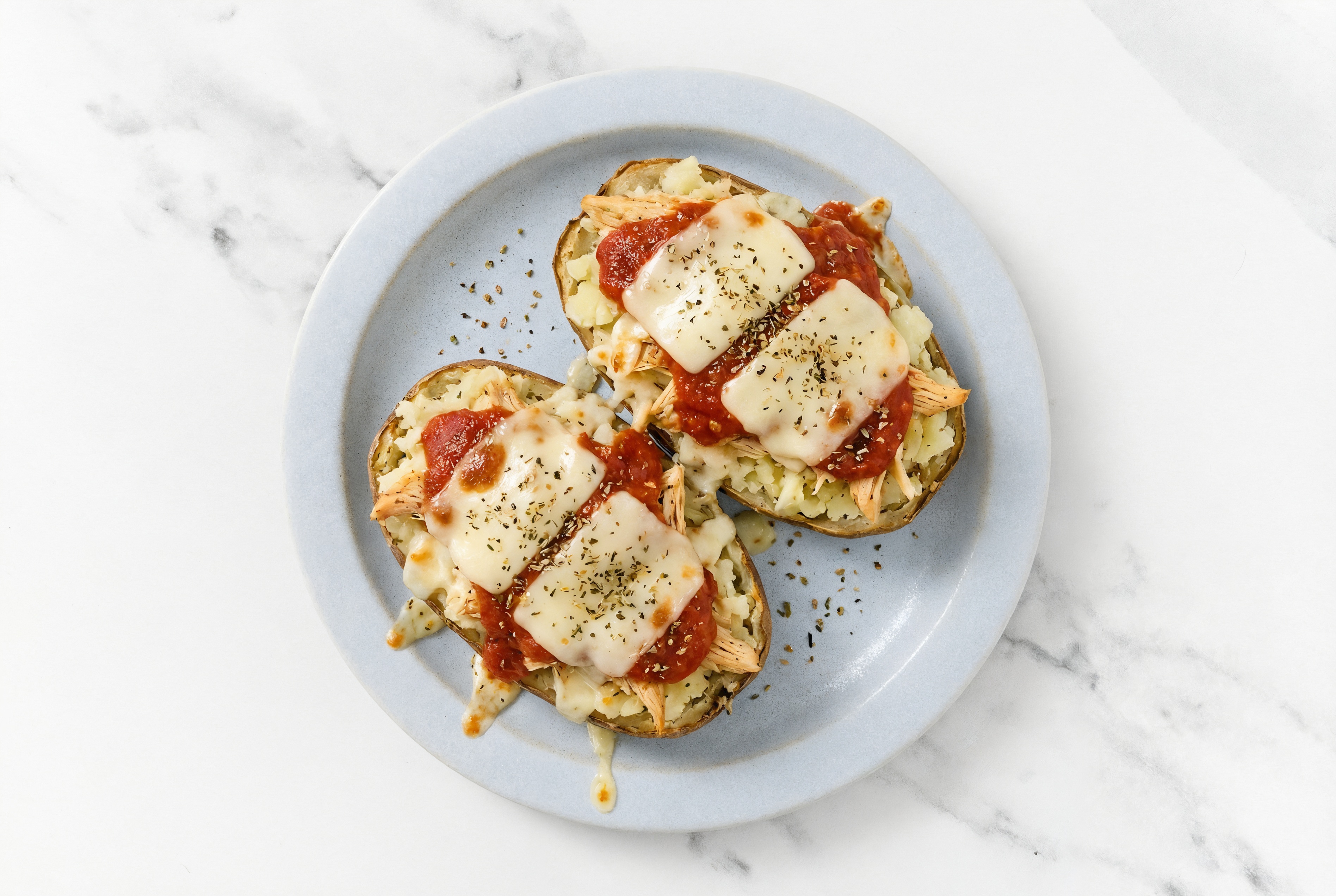 Chicken Parm Potato Boats with Mozzarella Bar