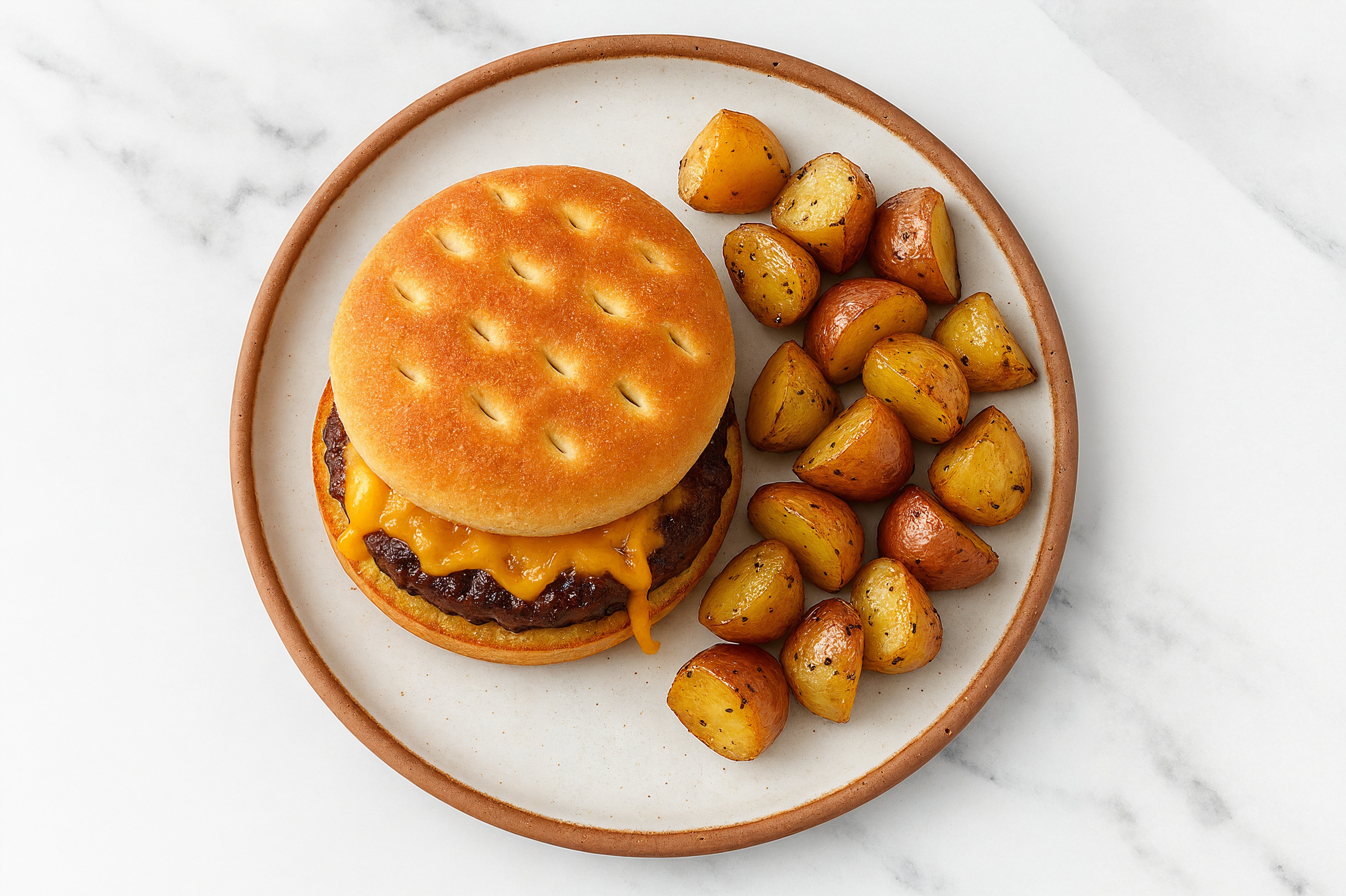 Brioche Cheeseburger + Crispy Potatoes with Wagyu Beef Patties