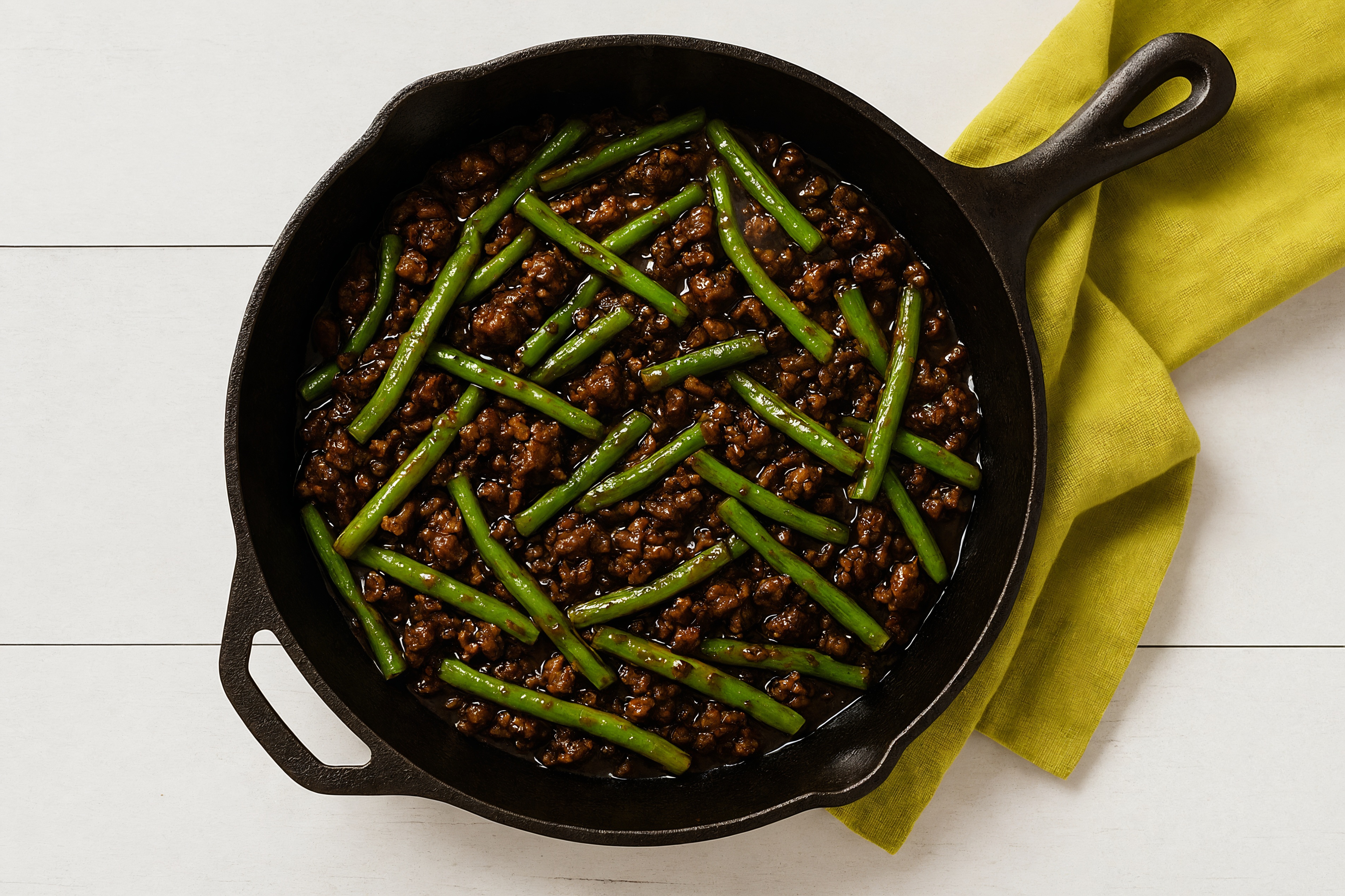 Japanese BBQ Ground Beef Stir-Fry with Green Beans