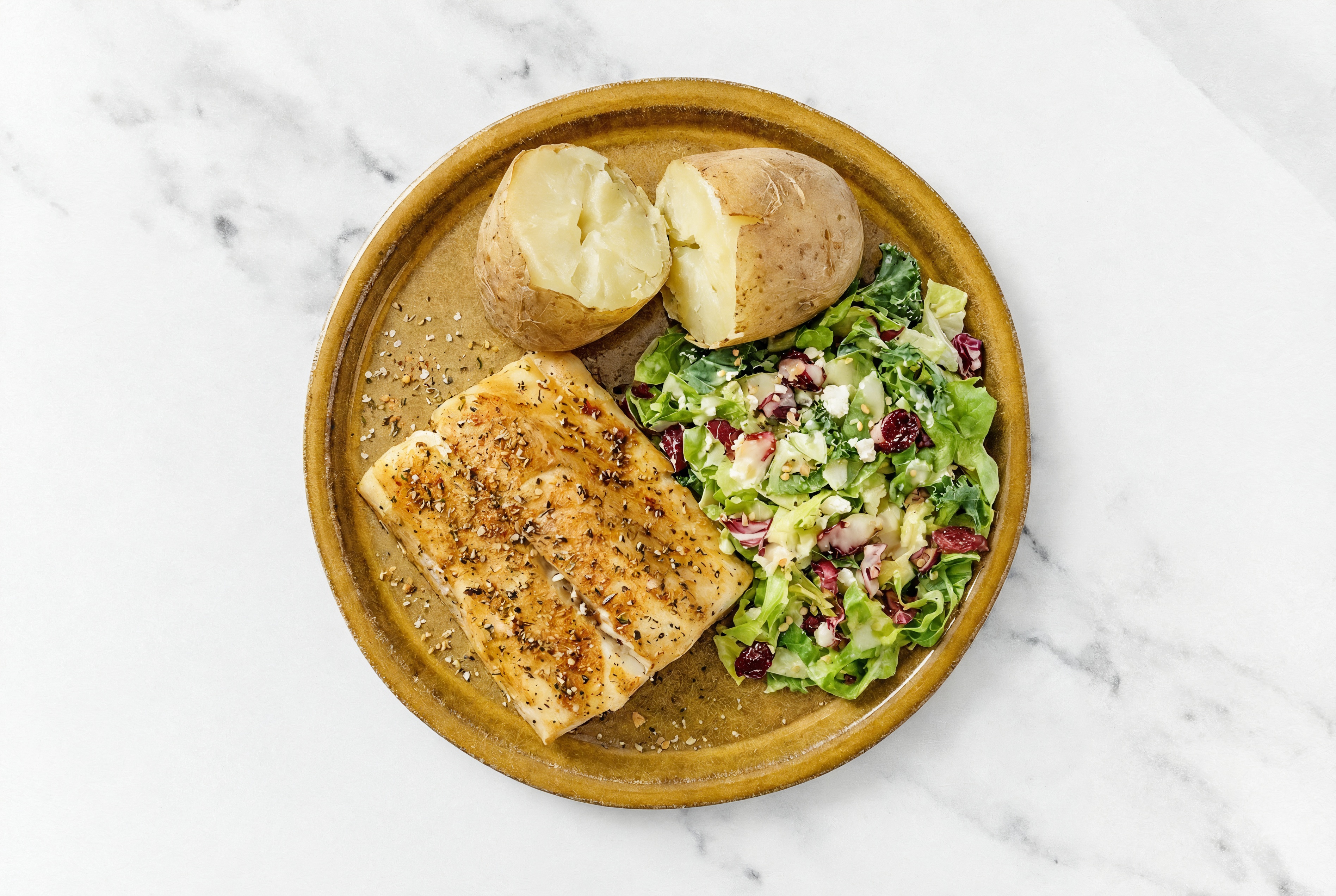 Roasted Honey Herb Barramundi with Baked Potato